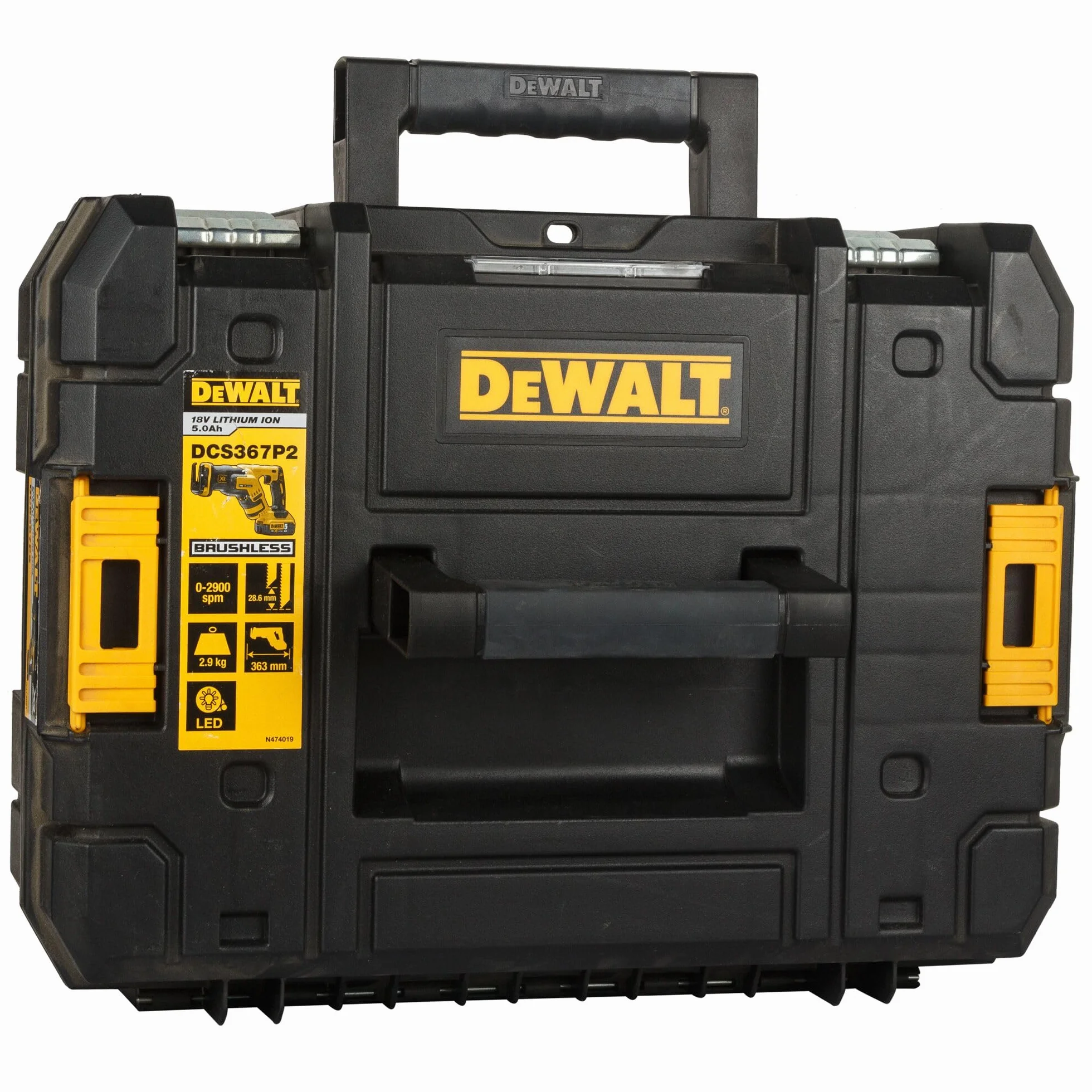 Dewalt DCS367NT Akumulatorowa Piła Szablasta z Walizką, 18 V, Czarny/Żółty, 43.5 x 33 x 16.5 cm