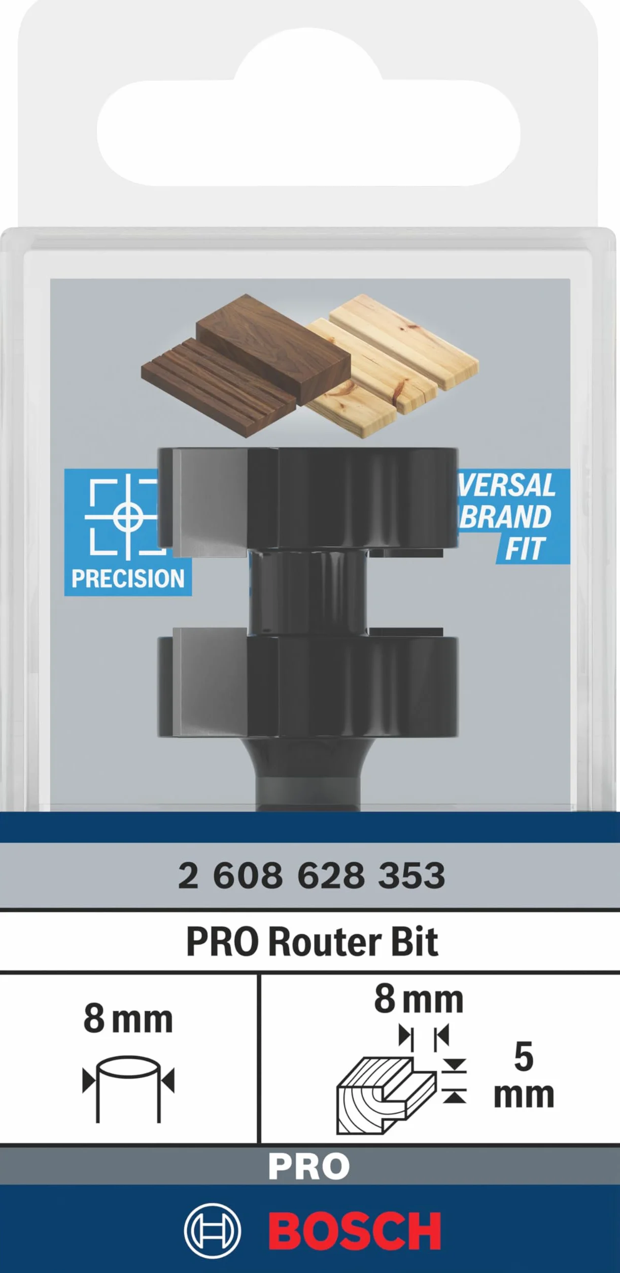 Bosch 1x Frez PRO do łączenia na pióro i wpust (do Miękkie drewno, Twarde drewno, Ø 25 mm, Professional Akcesoria Frez ręczny, Frez krawędziowy)