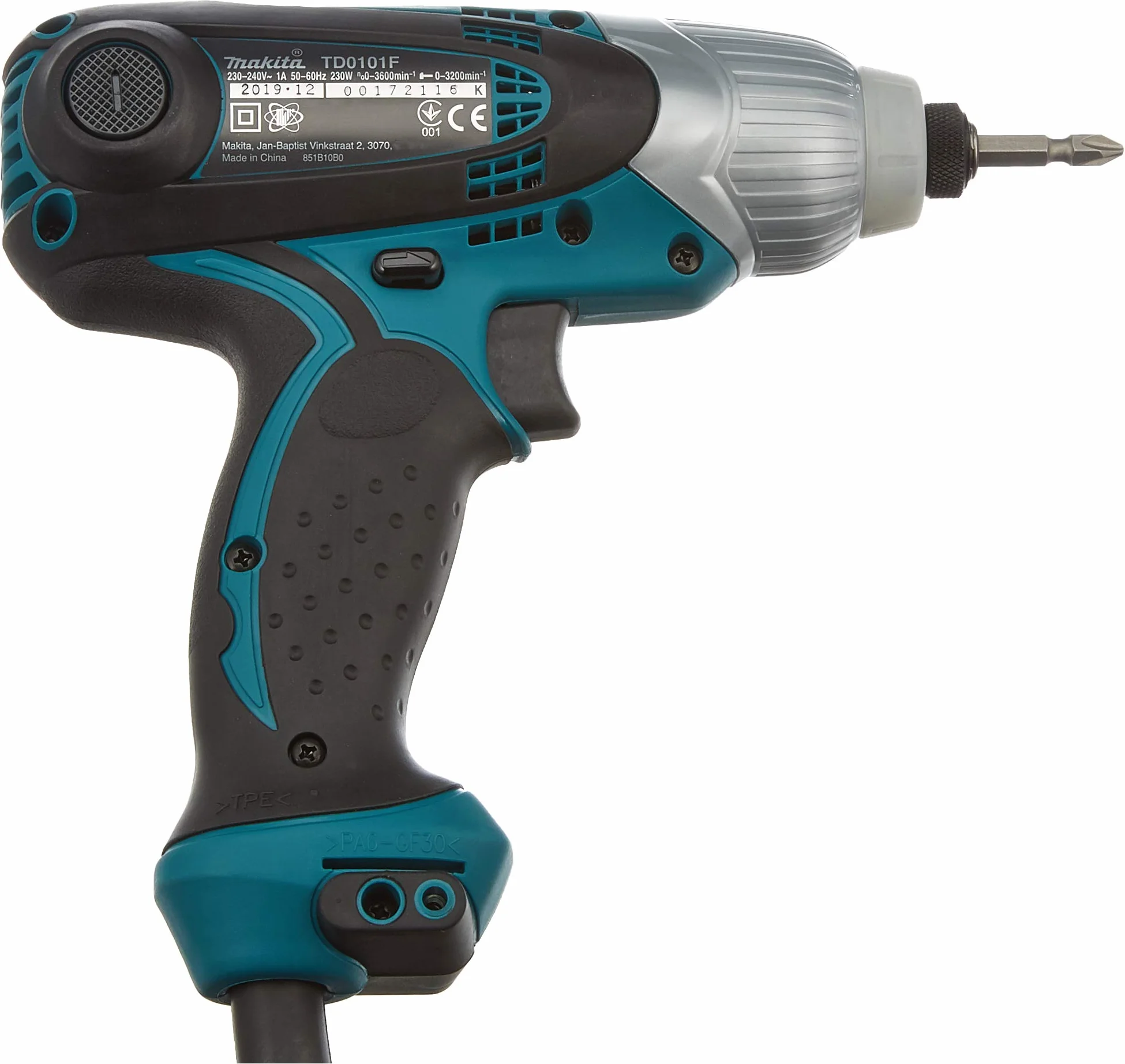 Makita Td0101F Wkrętarka Udarowa 1/4" z Łbem Sześciokątnym, Czarna, Niebieska