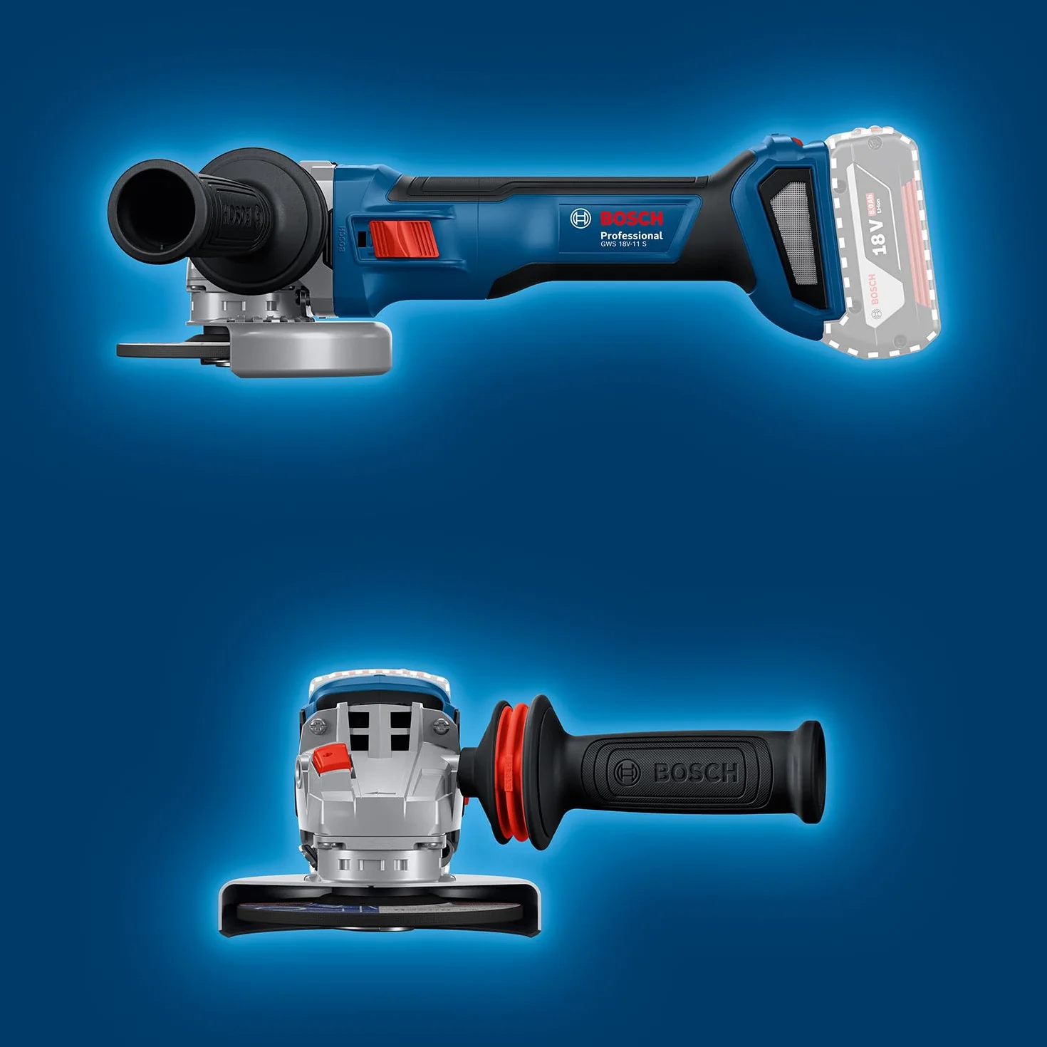 Bosch Professional 18 V firmy Bosch: akumulatorowa szlifierka kątowa GWS 18V-11 S (Ø tarczy 125 mm)