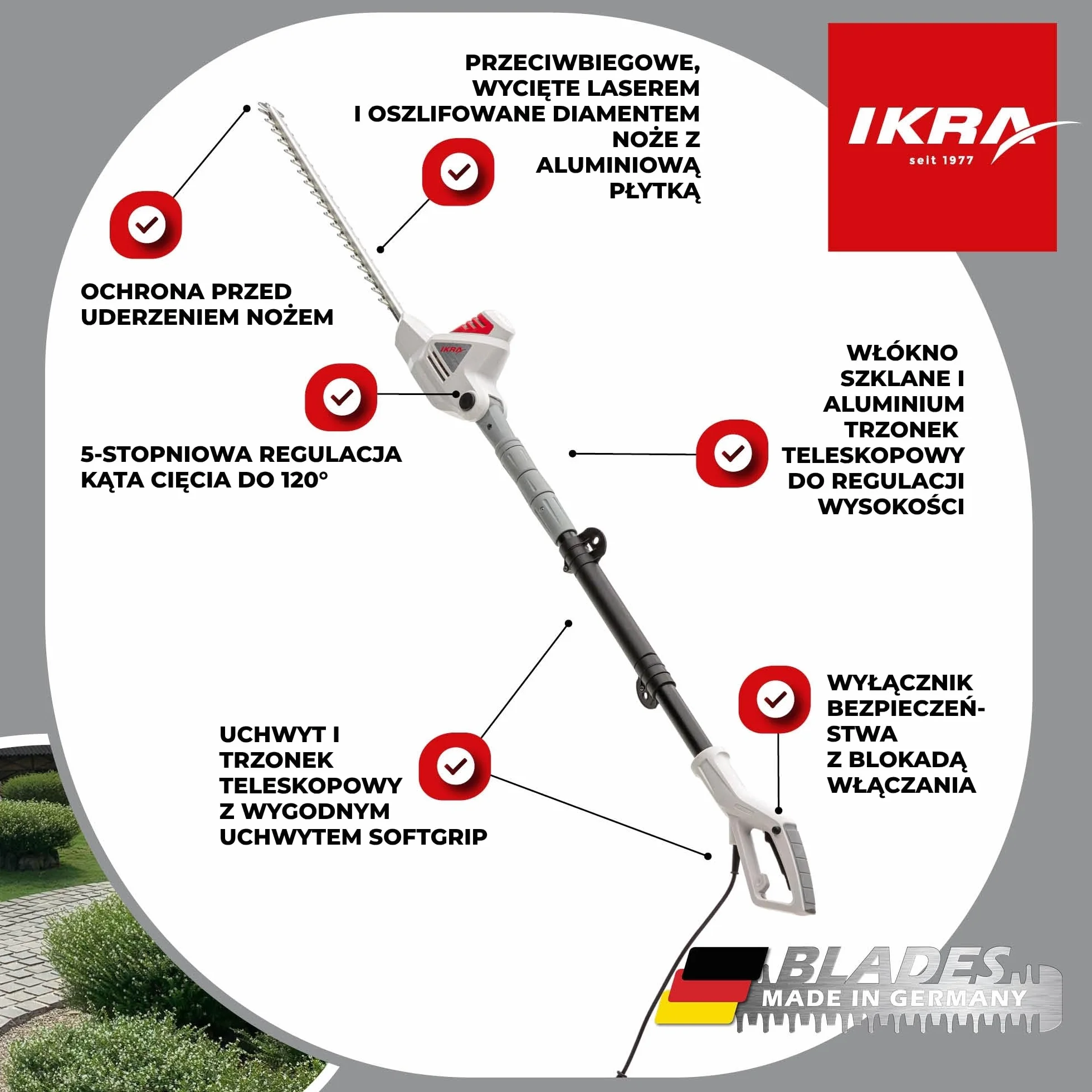 IKRA ITHS 600 nożyce do żywopłotu teleskopowe elektryczne 600 W 51 cm