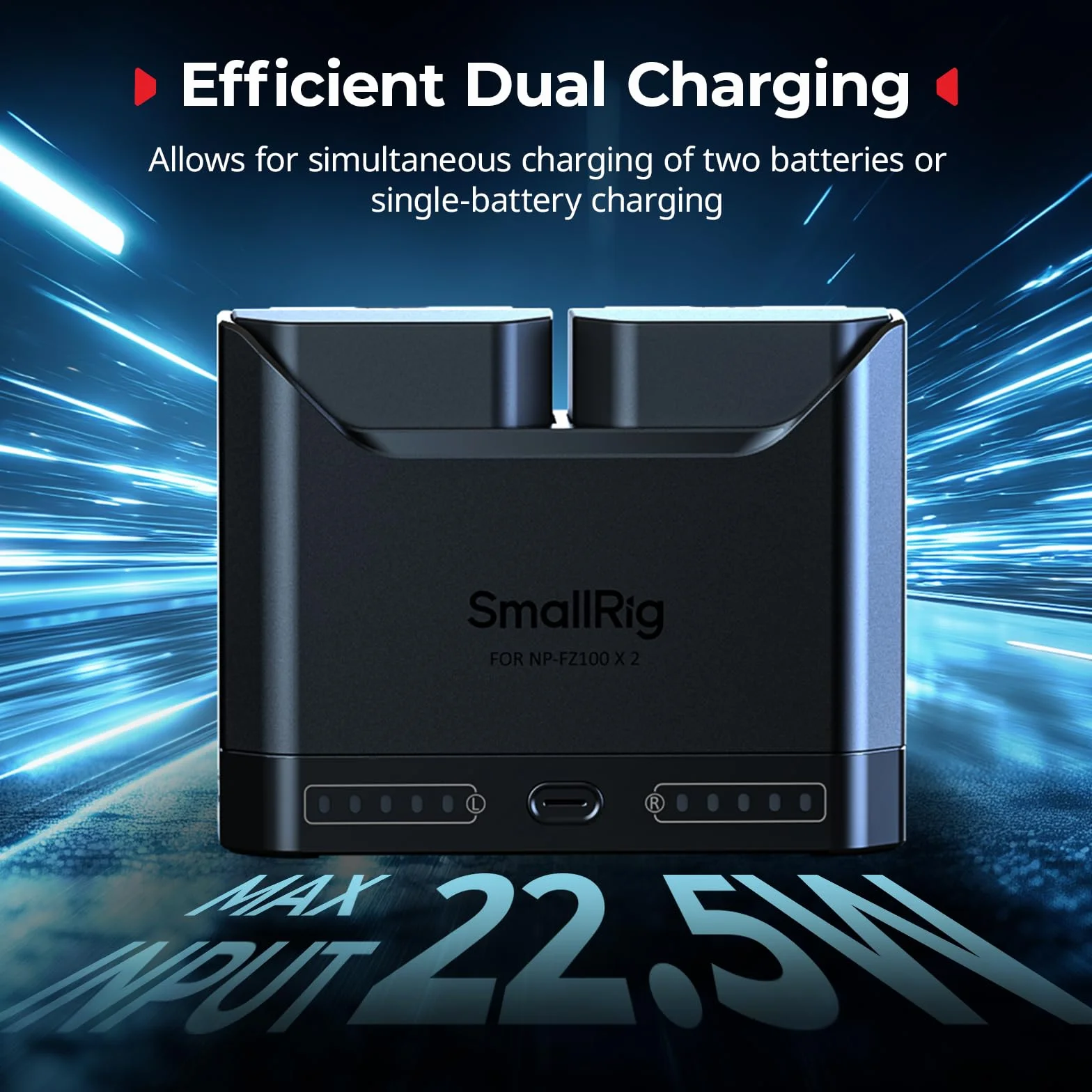 SMALLRIG Zestaw akumulatorów NP-FZ100 22,5 W 1940 mAh do Sony Alpha A7III A7IV A6700 FX3 FX30 A9 A7C A7CII