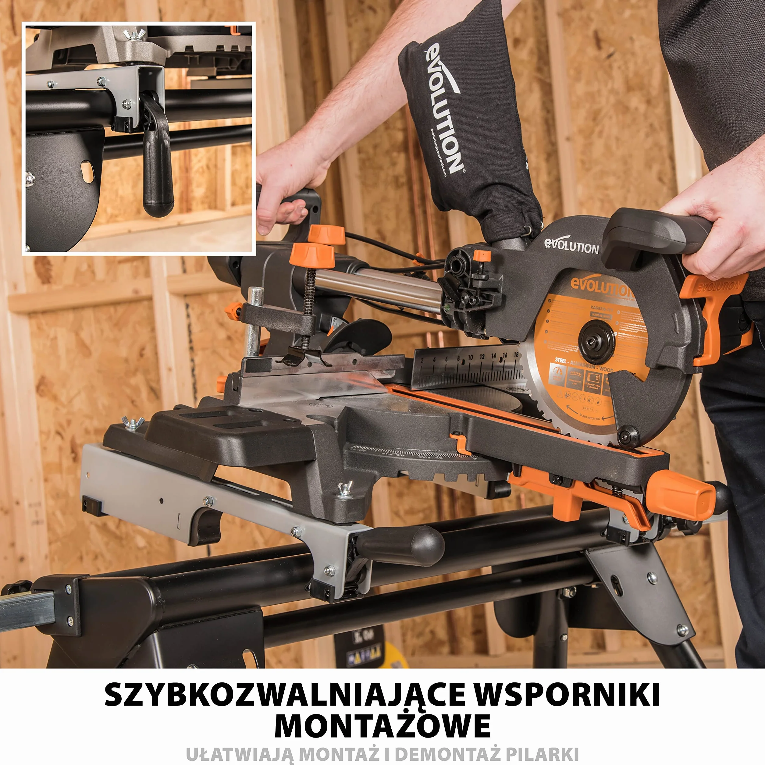 Evolution Power Tools EVOMS1 Stojak do ukośnicy składany z wysuwanymi ramionami