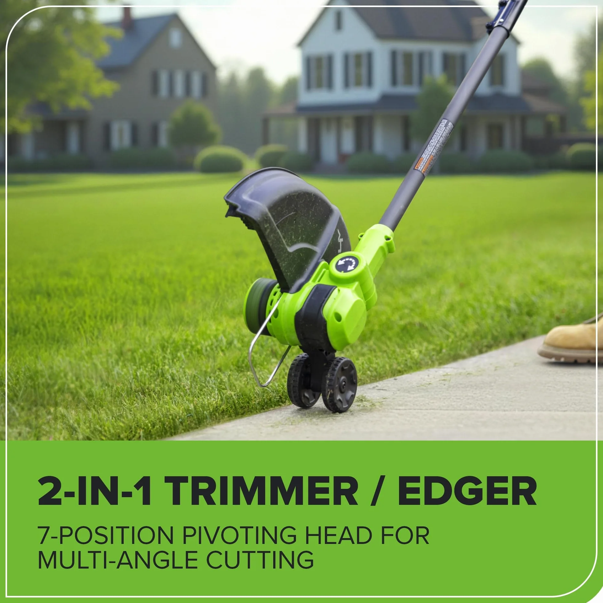 Greenworks Podkaszarka do trawy 24 V z akumulatorem, szerokość cięcia 33 cm, obracana o 90°, w zestawie szpula żyłki i 20 ostrzy z tworzywa sztucznego, w zestawie 4,0 Ah i ładowarka, akumulatorowa