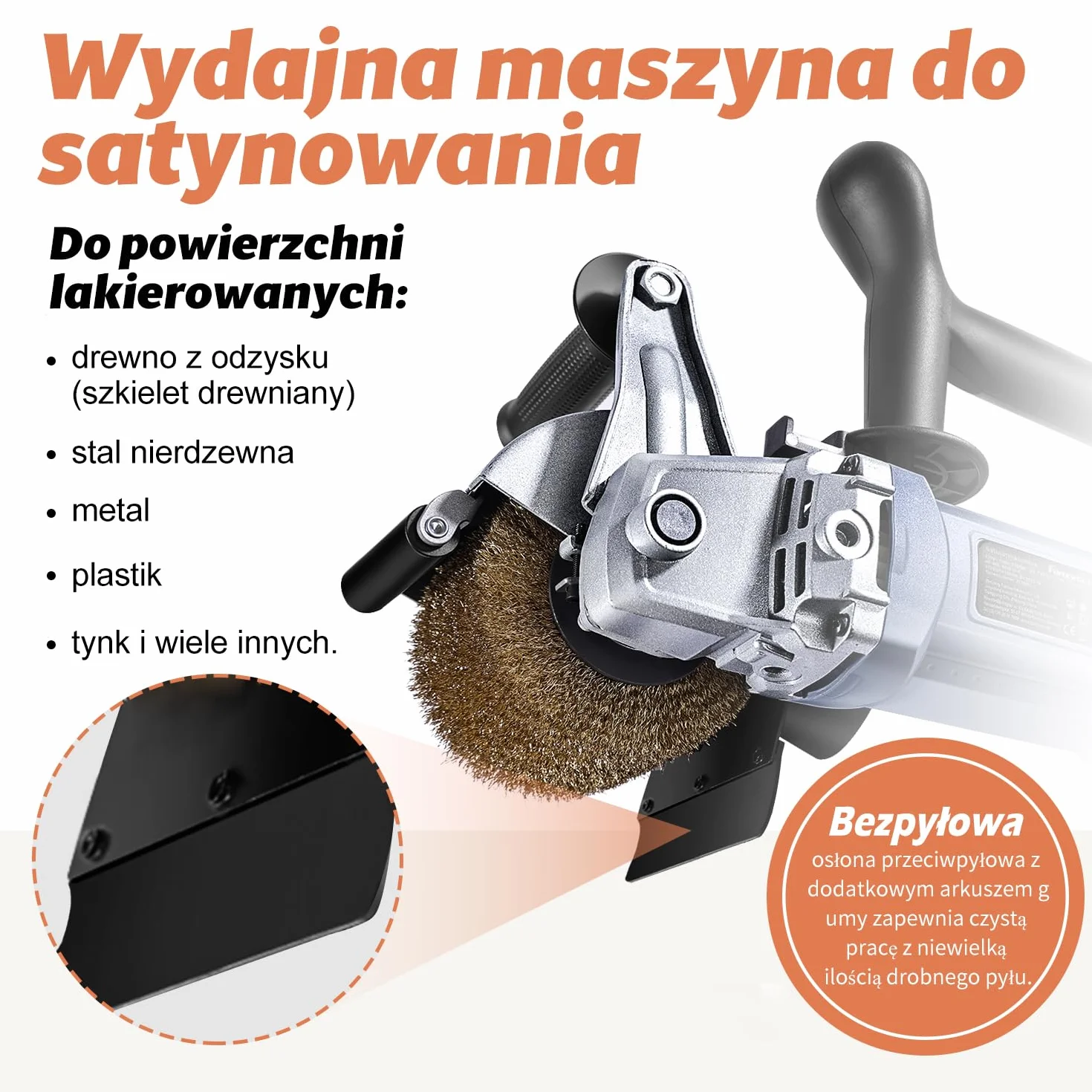 FANZWORK V2 1500 W Szlifierka szczotkowa satynowa do renowacji powierzchni z odkurzaczem