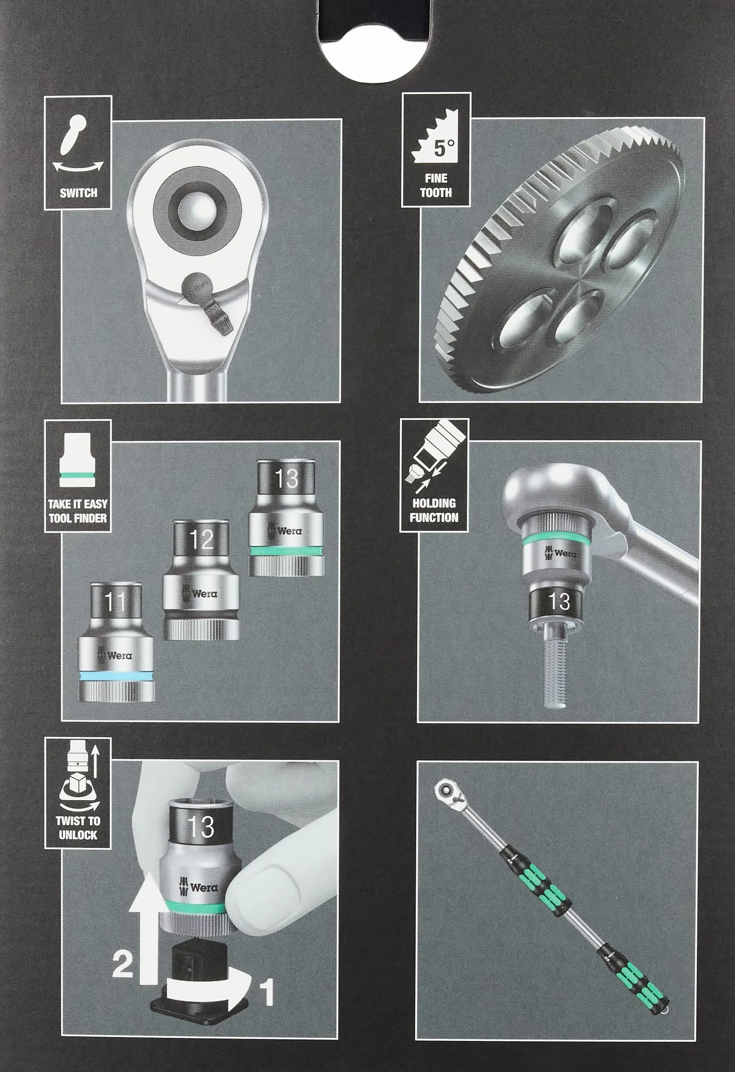 Wera 8006 Sc 1 Zyklop Zestaw Kluczy Nasadowych 28 Elementów Srebrny/Czarny