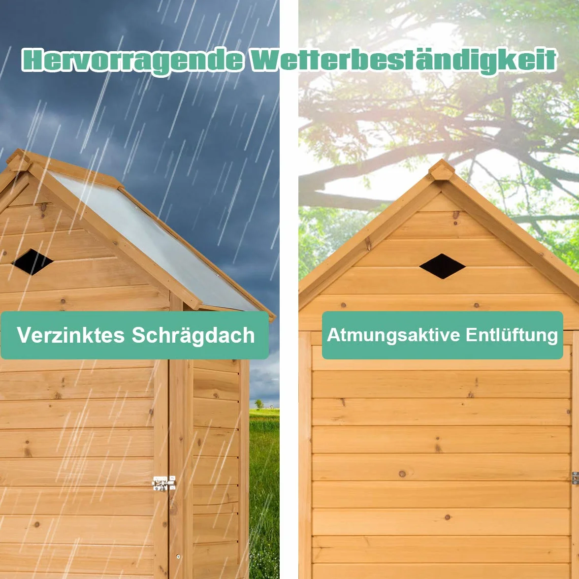COSTWAY Szafka ogrodowa z drewna odporna na warunki atmosferyczne z 4 półkami 80 x 45 x 177 cm