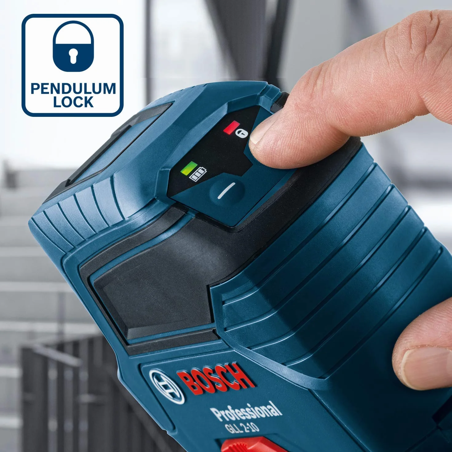 Bosch Professional Laser liniowy GLL 2-10, czerwona wiązka, zasięg 10 m, zestaw z bateriami AA i pokrowcem