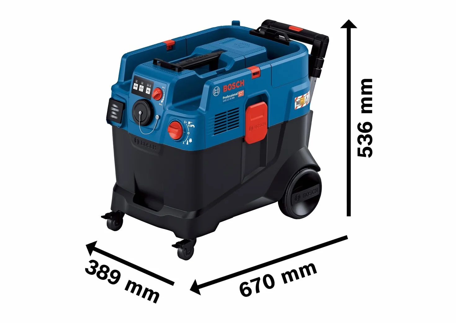 Bosch Professional: odkurzacz uniwersalny GAS 12-40 MA (moc 1200 W, automatyczne oczyszczanie filtra (AFC), filtr główny, wąż, adapter kombi do elektronarzędzia, szczotka kombi)