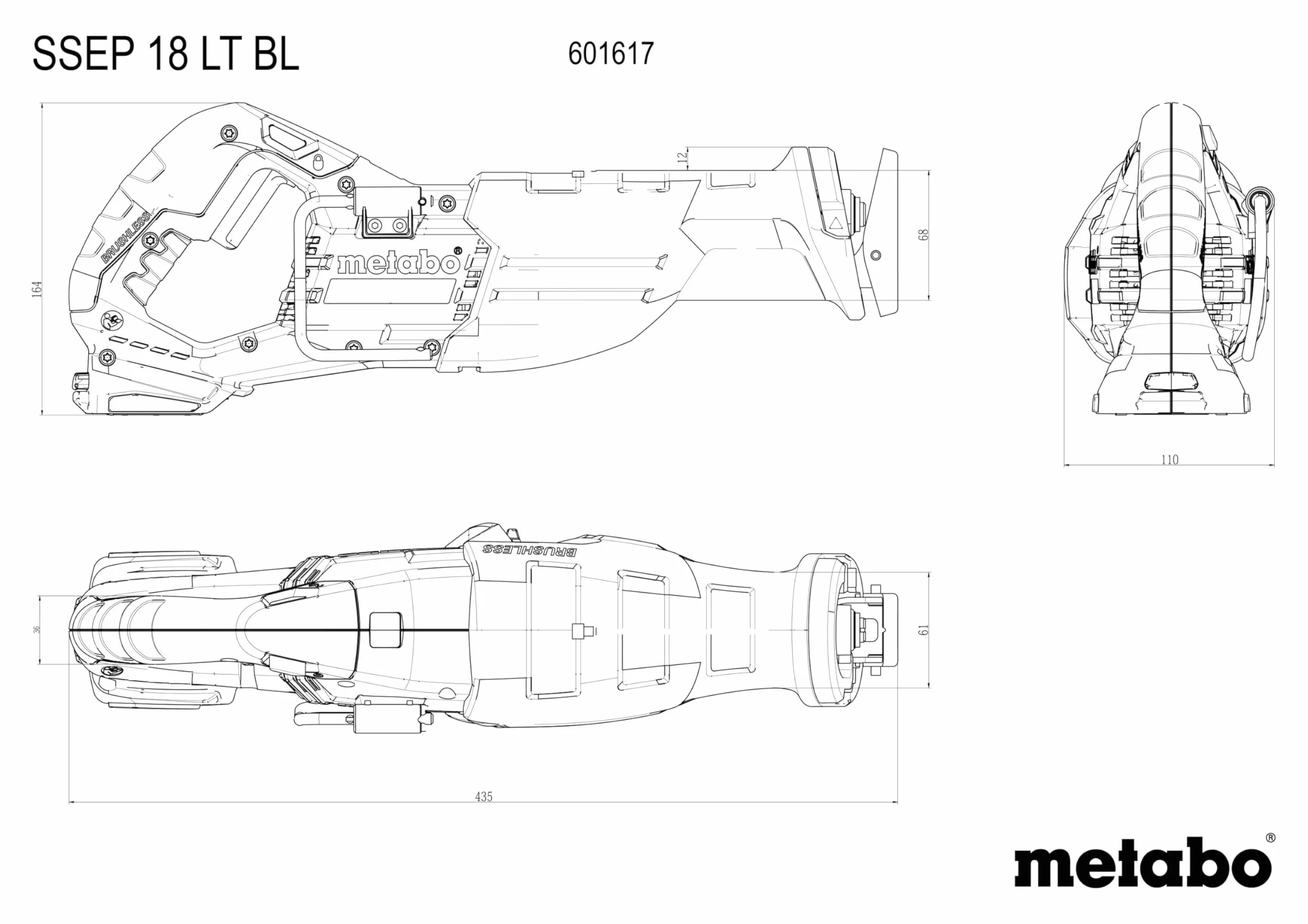 Metabo Bezprzewodowa piła szablasta SSEP 18 LT BL 601617840 bez baterii, bez ładowarki, walizka 18 V