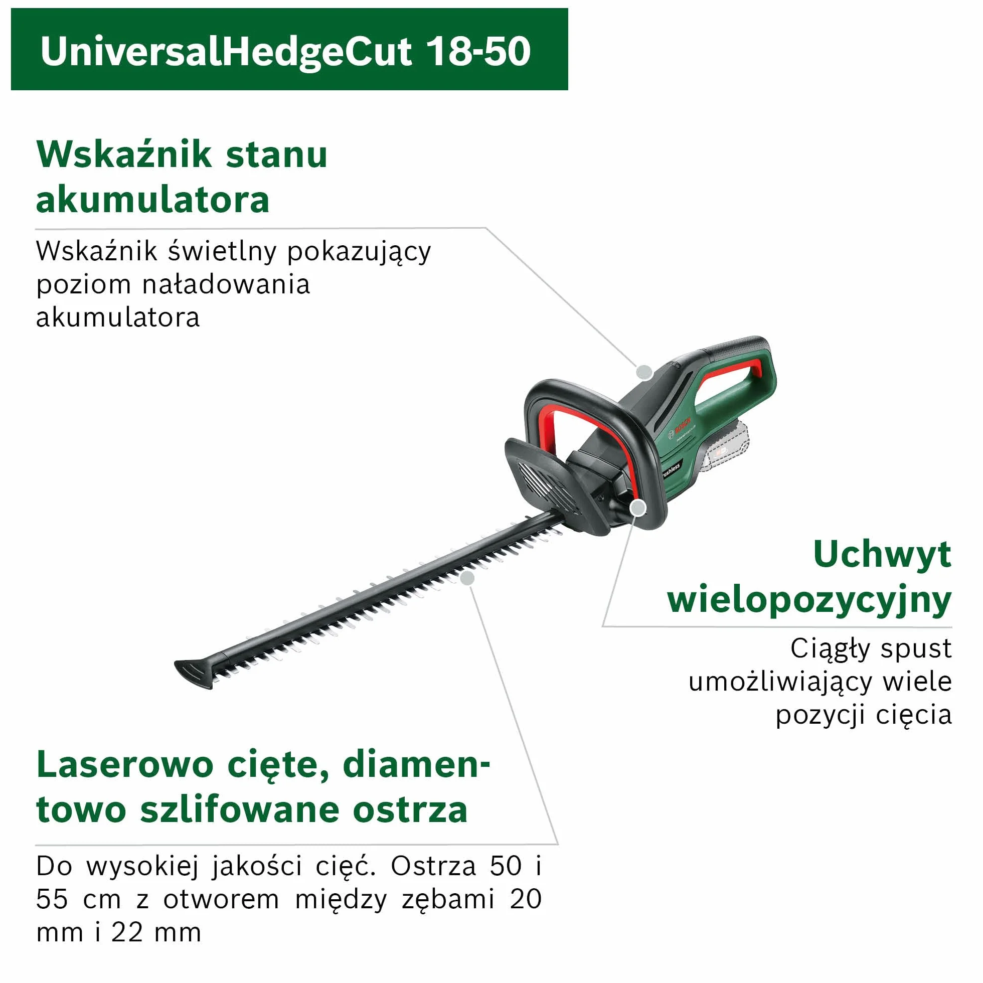 Bosch UniversalHedgeCut 18V-50 Sekator akumulatorowy 18V 2,5 Ah 50 cm