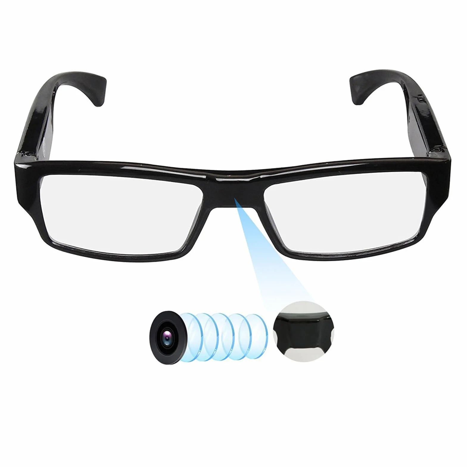 Okulary szpiegowskie z wsparciem wideo, karta TF do 256GB, okulary z kamerą wideo 1080P, przenośny rejestrator wideo (w zestawie karta TF 32GB)