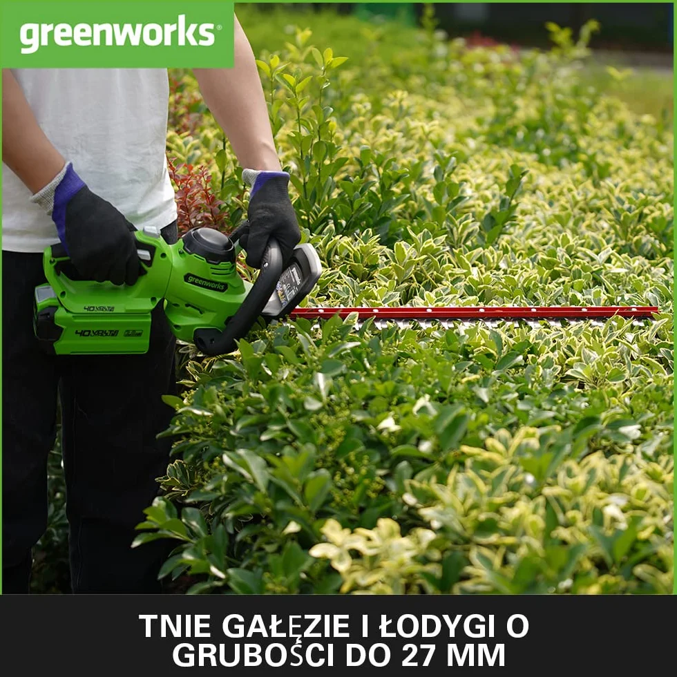 Greenworks G40Ht61 Nożyce do Żywopłotu, Zielony/Czerwony, 24,5 x 22,2 x 99,5 cm; 2,8 kg