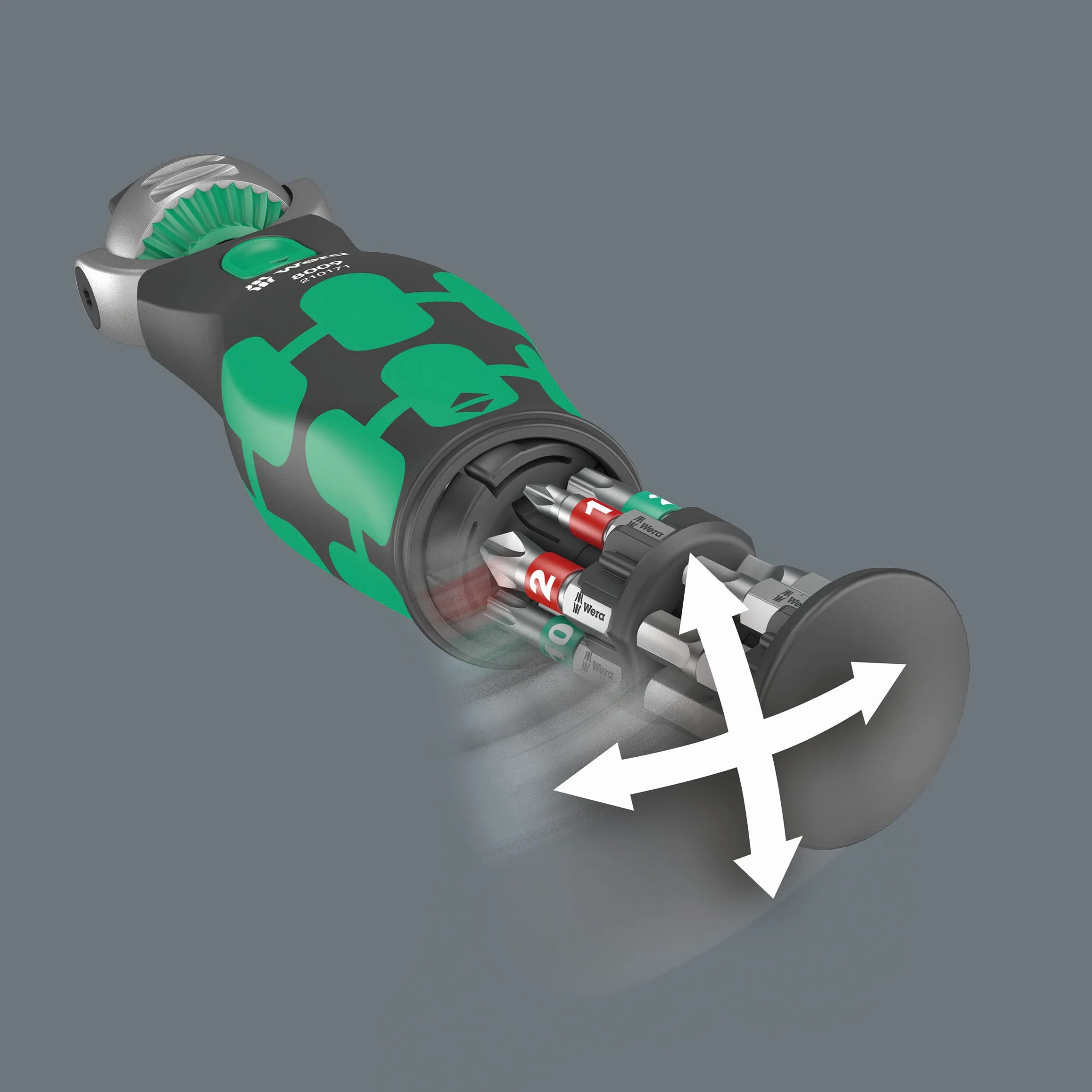 Wera Zyklop Pocket Set Imperial 2 05004283001 8009 zestaw z grzechotkami, 18-częściowy, czarno-zielony