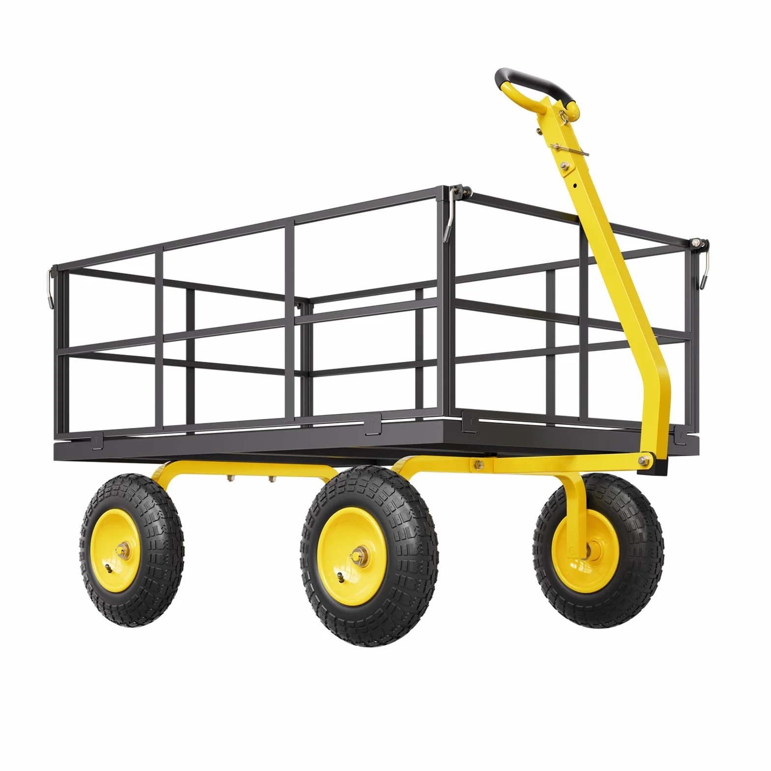 VEVOR Wózek ogrodowy ze stali nierdzewnej 635 kg Heavy Duty Holowanie Wózek ogrodowy, Zewnętrzna metalowa przyczepa ogrodowa z oponami 330 mm Zdejmowane boki z siatki