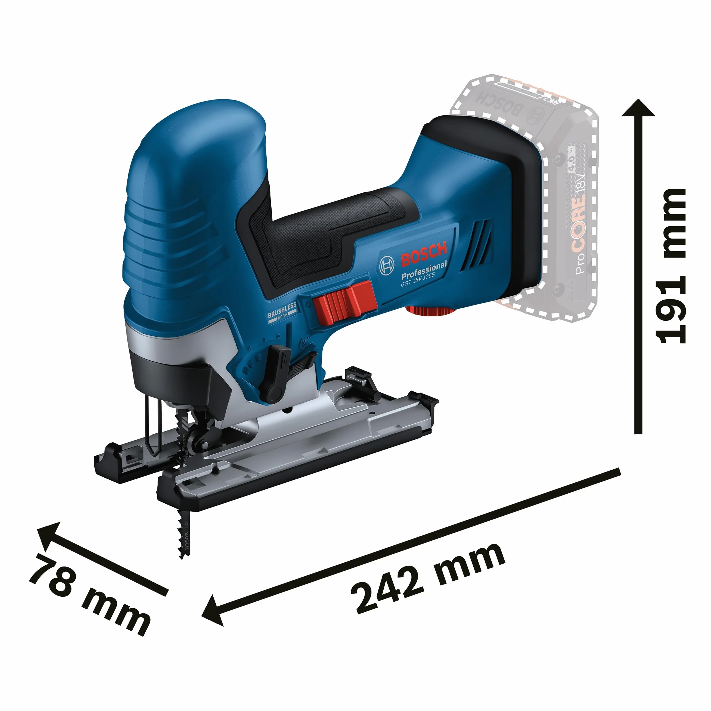 Bosch Professional Bezprzewodowa wyrzynarka 18 V GST 18V-125 S z uchwytem ostrza SDS