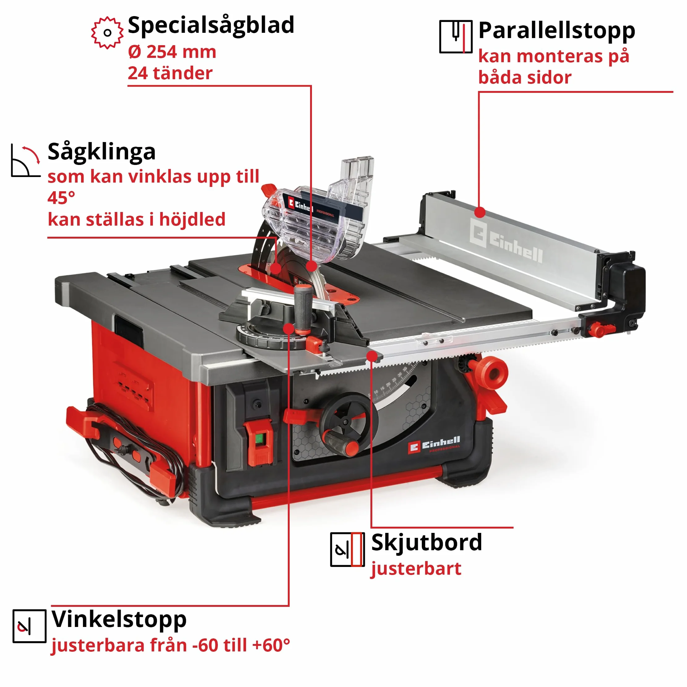 Einhell Profesjonalna stołowa pilarka tarczowa ze stołem przesuwnym TP-CC 10 T (2000 W, brzeszczot Ø 254 mm, elastyczny montaż prowadnicy równoległej, ogranicznik kątowy)