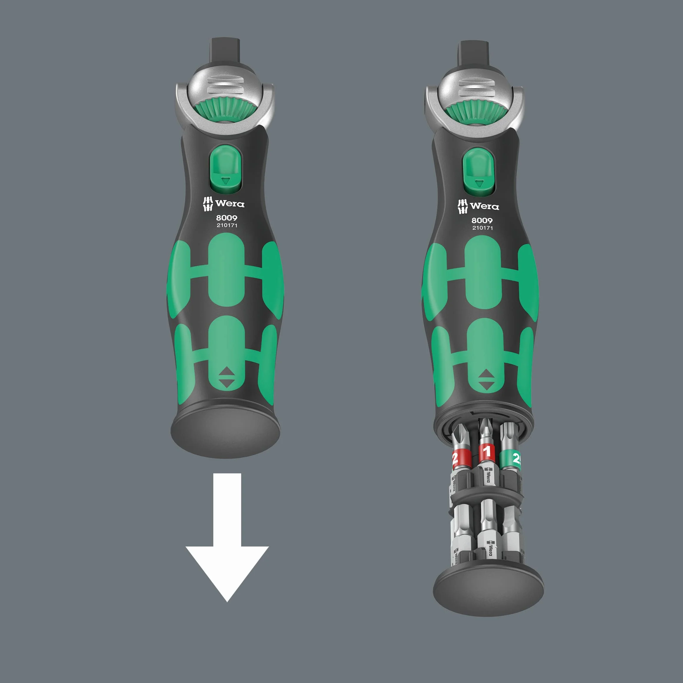 Wera Zyklop Pocket Set Imperial 2 05004283001 8009 zestaw z grzechotkami, 18-częściowy, czarno-zielony