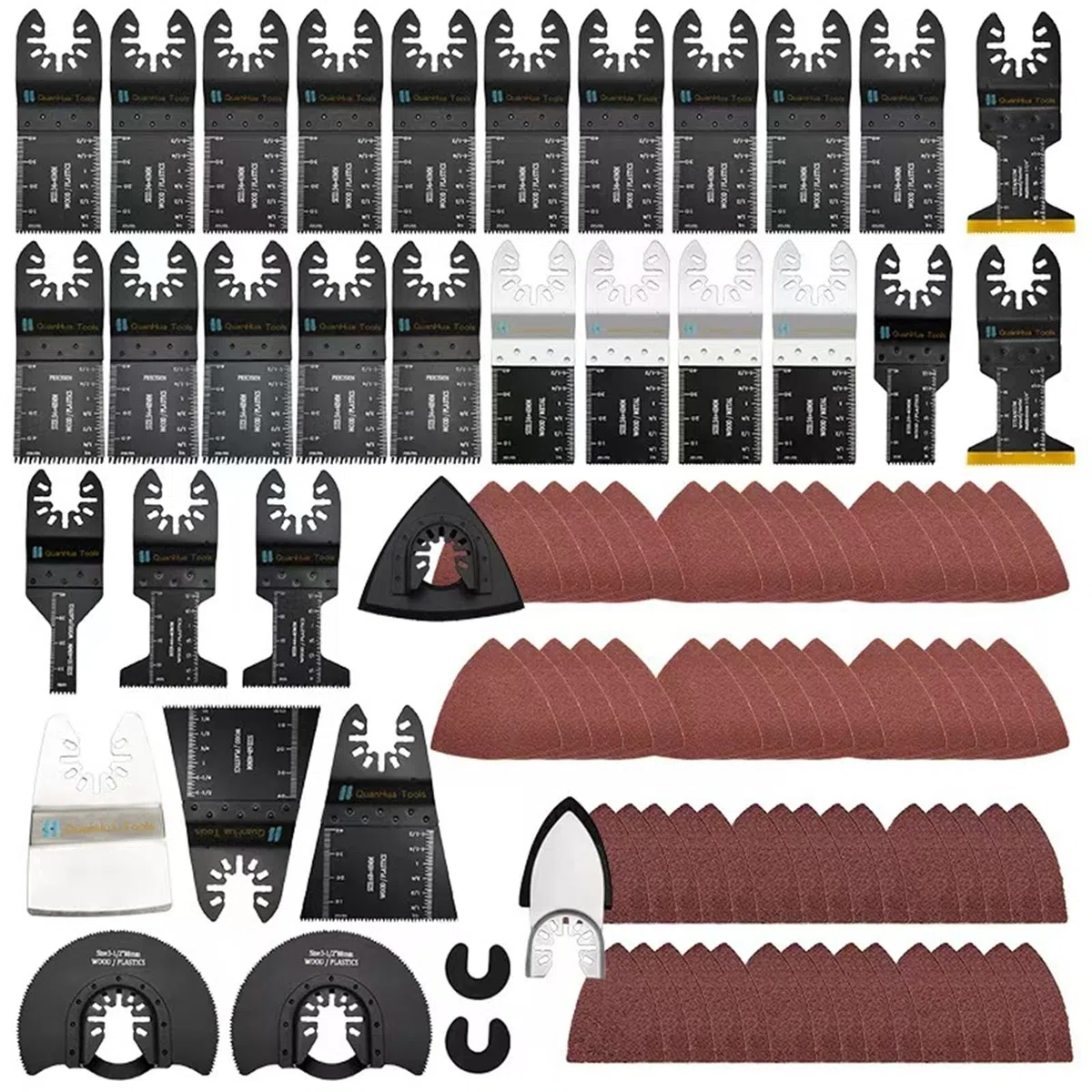 94/72Pcs Multi Cutter Blade Oscillating Blade Quick Change Multi Saw Blade With Sandpaper Metal Wood Cutting Tool(94pcs)
