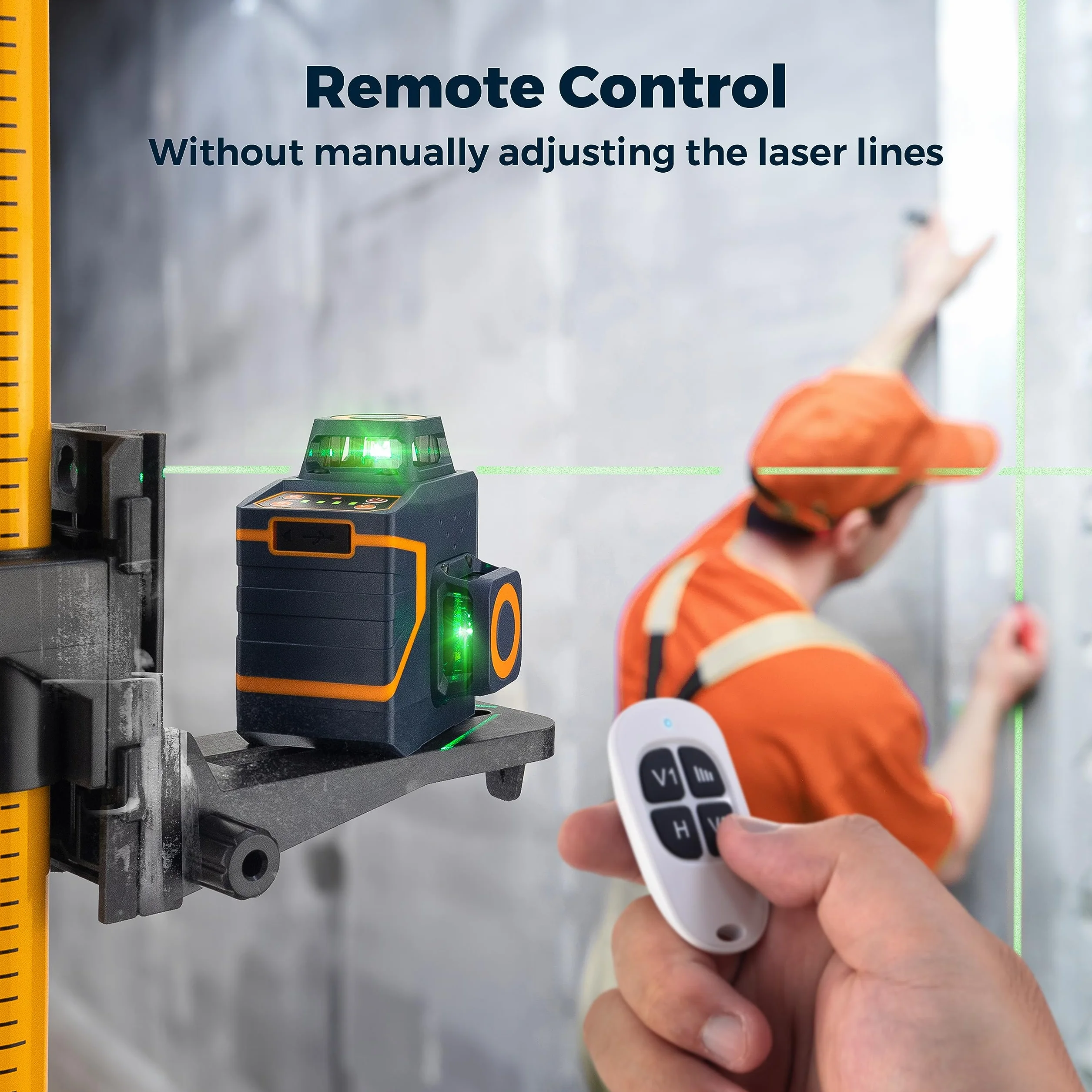 CIGMAN Cross Line Laser Green 2 x 360 stopni Poziom lasera Poziom lasera z akumulatorem litowym i pilotem Regulowana jasność w celu oszczędzania energii CM701SE