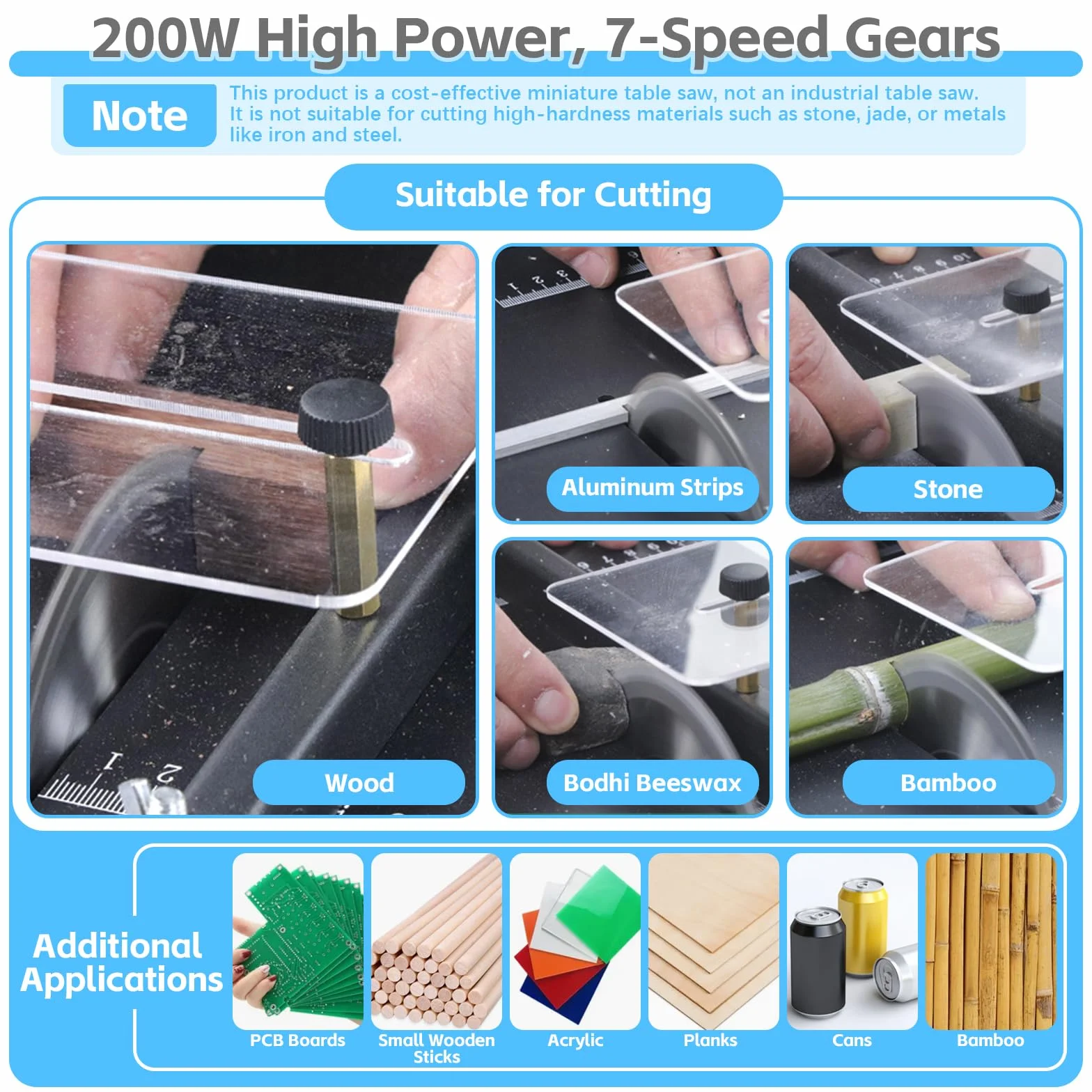 Mini stołowa piła tarczowa z szlifierką taśmową 200 W, głębokość cięcia 0,1-30 mm