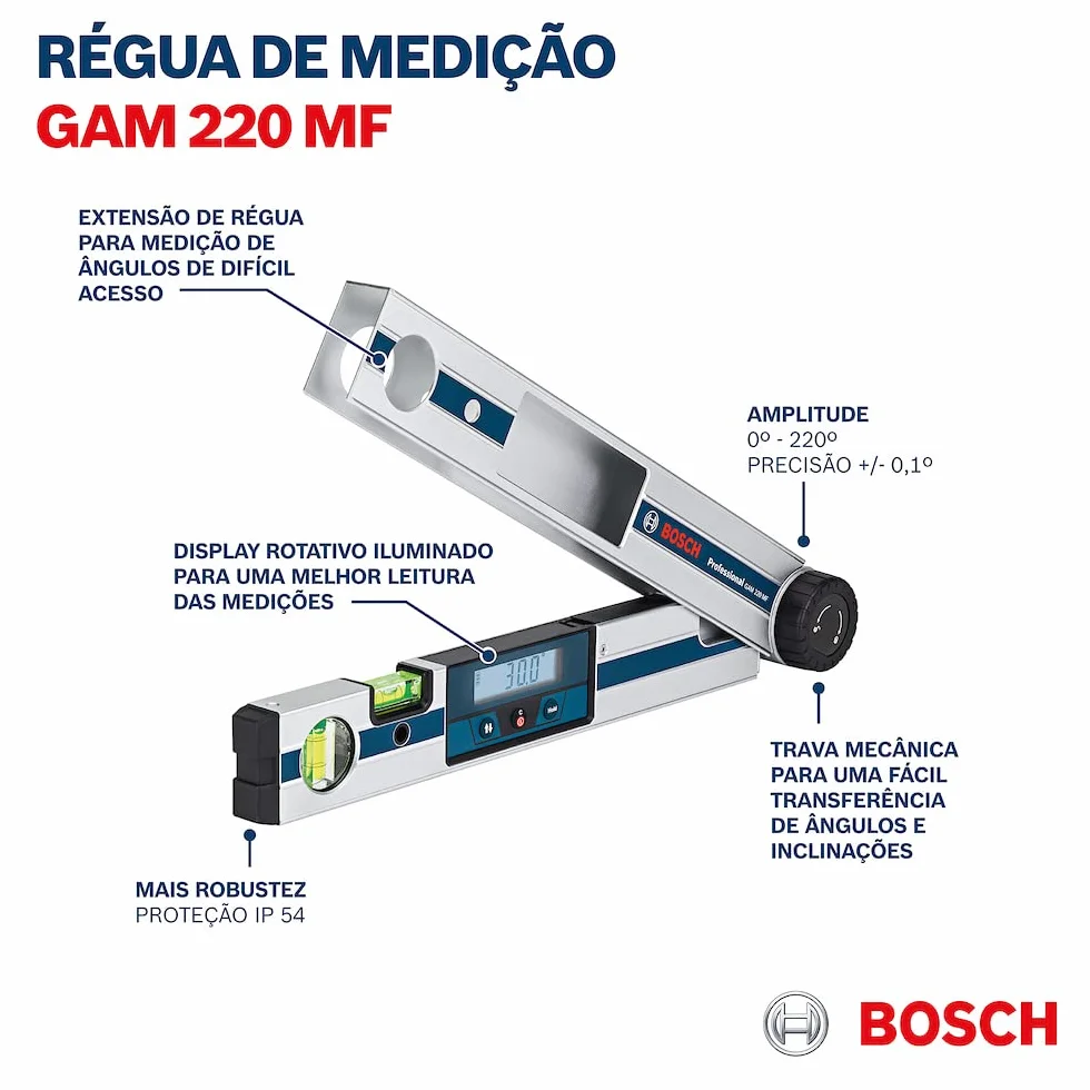 Bosch Professional Cyfrowy kątomierz GAM 220 MF 0–220° 40 cm