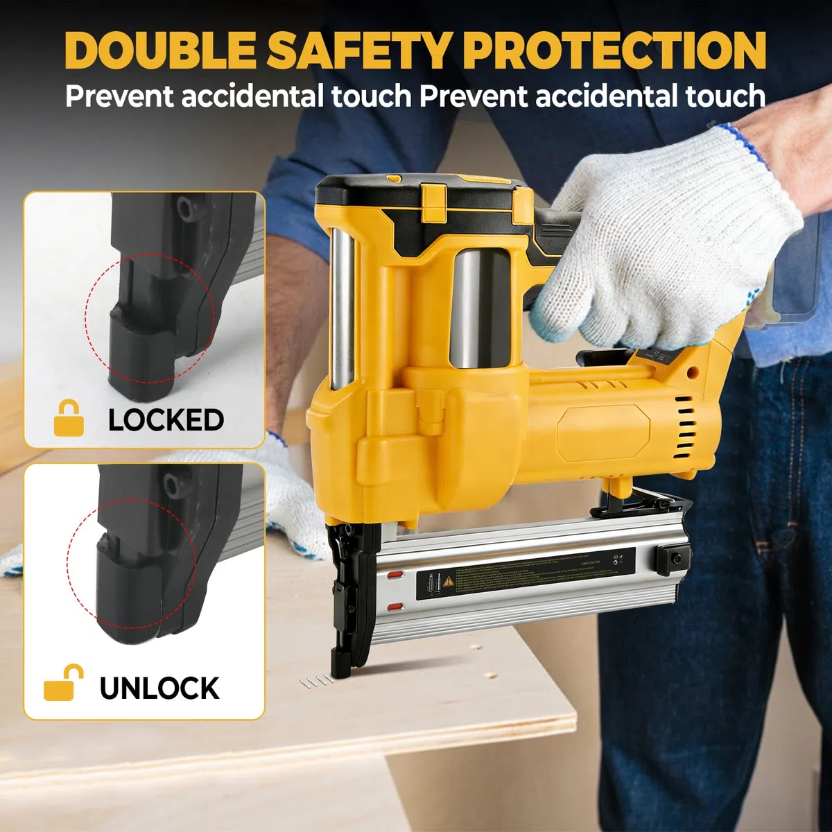 Akumulatorowa gwoździarka Brad 18GA 5.1 cm kompatybilna z akumulatorem Dewalt 18 V 20 V, 2 w 1, bezprzewodowy pistolet do paznokci, zacięcie bez narzędzi, regulowana głębokość, zszywacz akumulatorowy