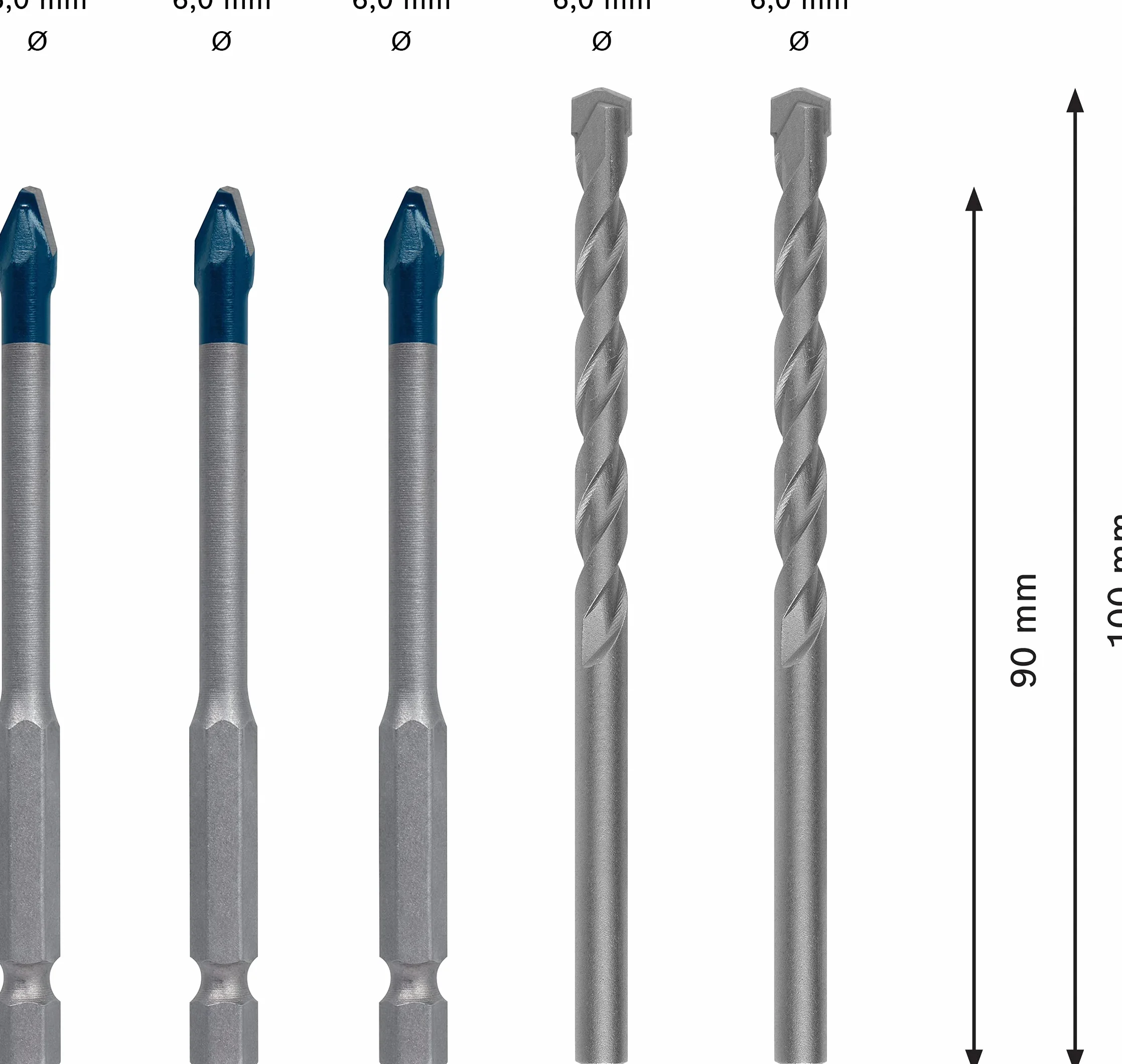Bosch 061599761D Wiertło, Srebrny, 6 mm, 5 Sztuk