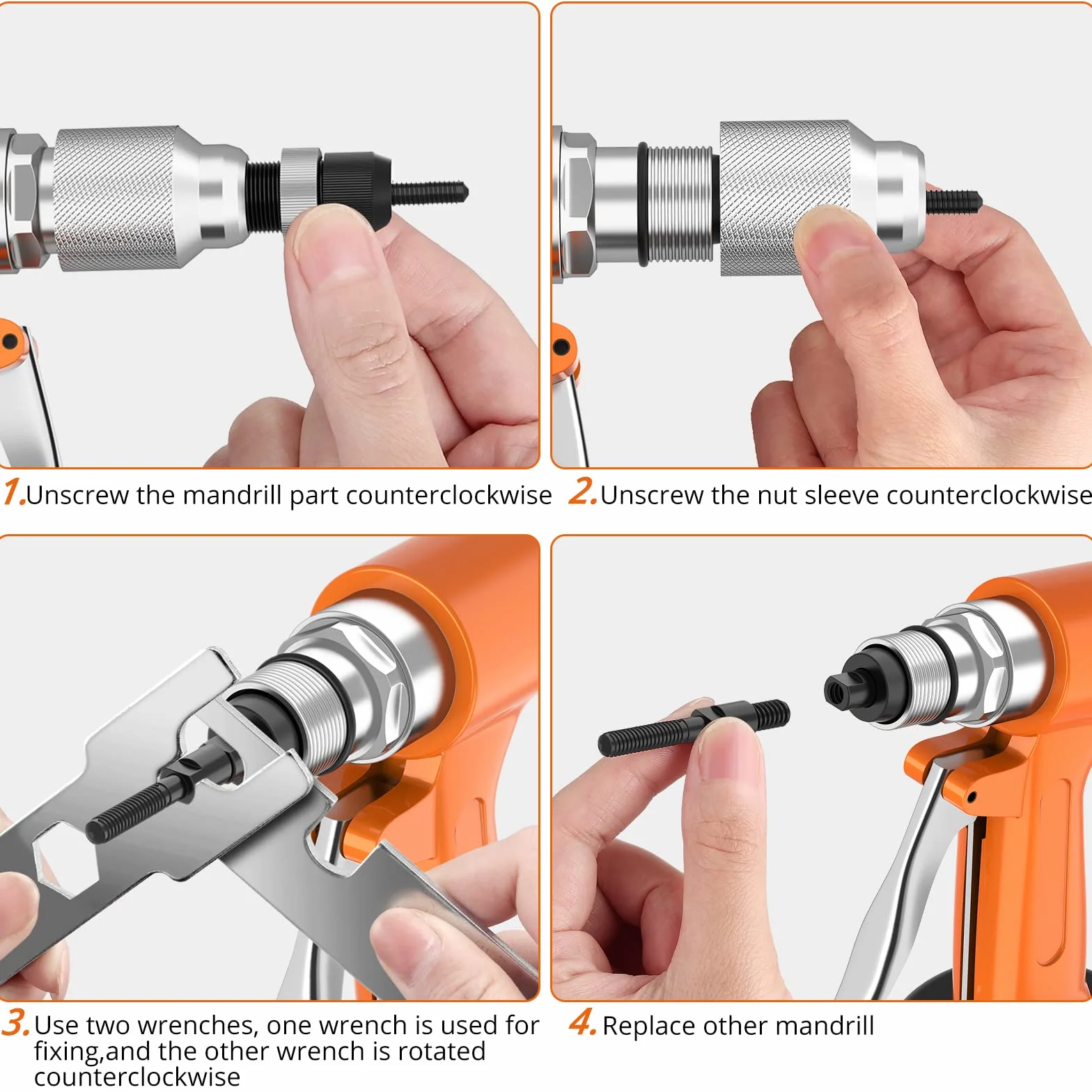Pneumatyczny pistolet do nakrętek Proster Heavy Duty Pneumatyczny zestaw do regulacji nakrętek ze stali nierdzewnej 100 szt. M4 M5 M6 M8 M10