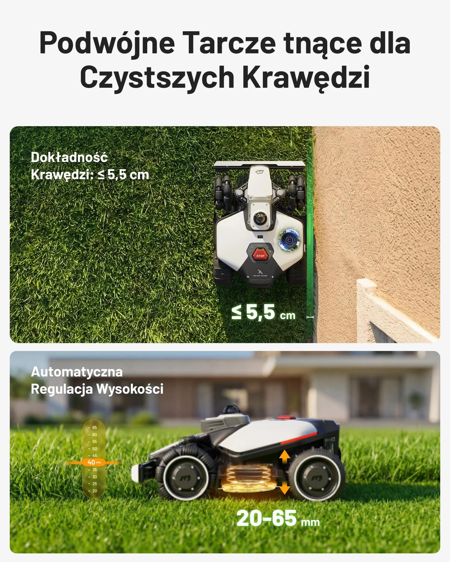 MAMMOTION LUBA mini 2 AWD 1500 Robot Koszący bez Przewodu Obwodowego LiDAR 360° Podwójna Kamera AI Vision Podwójne Tarcze Tnące Auto Regulacja Wysokości Nachylenie 80%