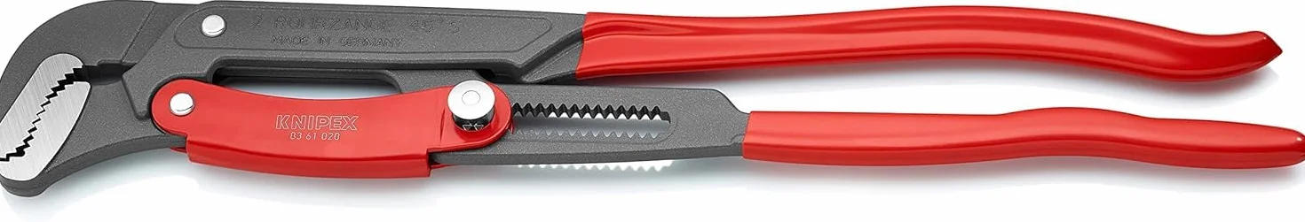 KNIPEX Klucz nastawny do rur ze szczękami typu S z przyciskiem szybkiej regulacji Malowane proszkowo, szare z tworzywa sztucznego, 83 61 020