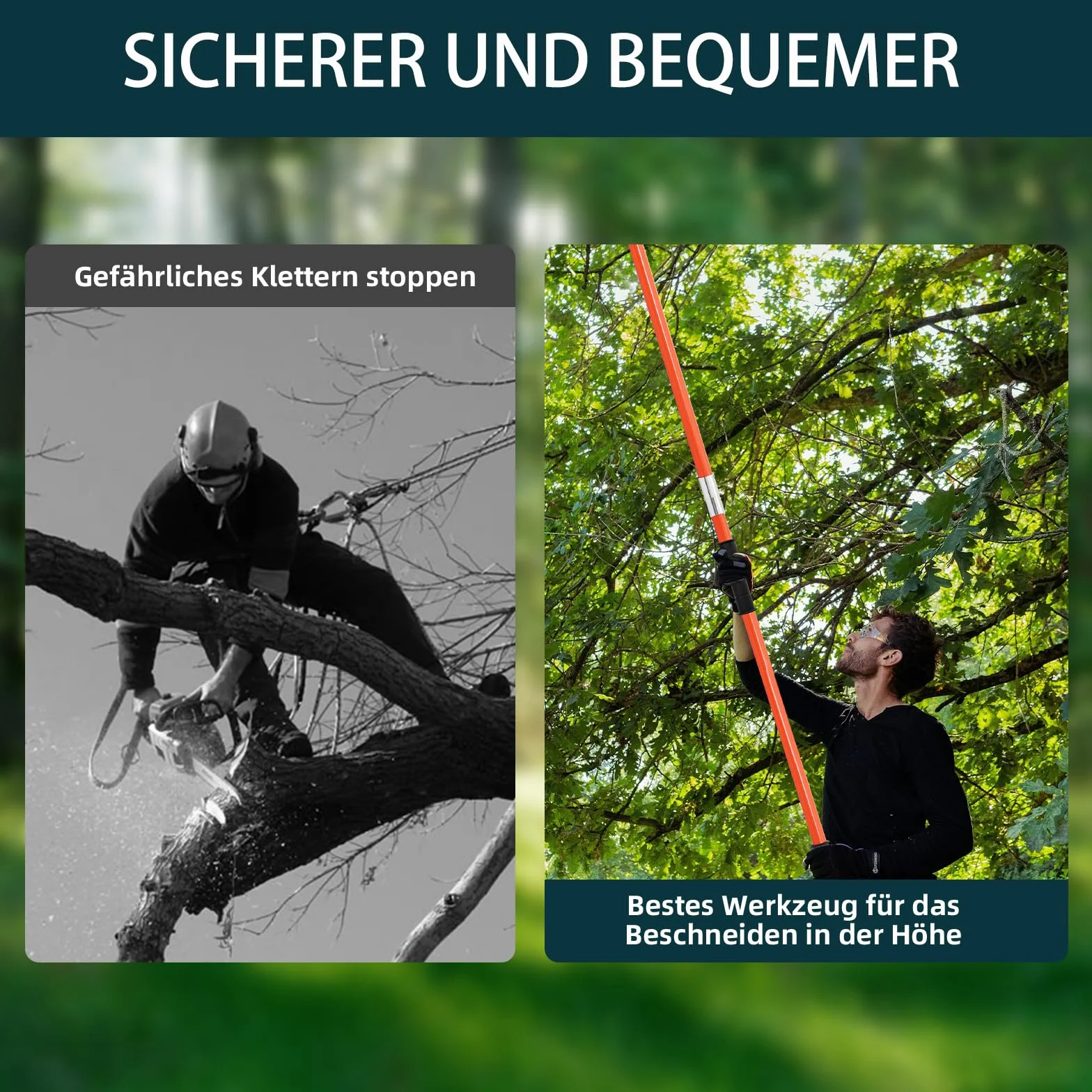 Ręczny trymer do słupków 7,3-27 ft Extendable Tree Pruner, ostre stalowe ostrza, przycinarka gałęzi z 8 uchwytami z włókna szklanego
