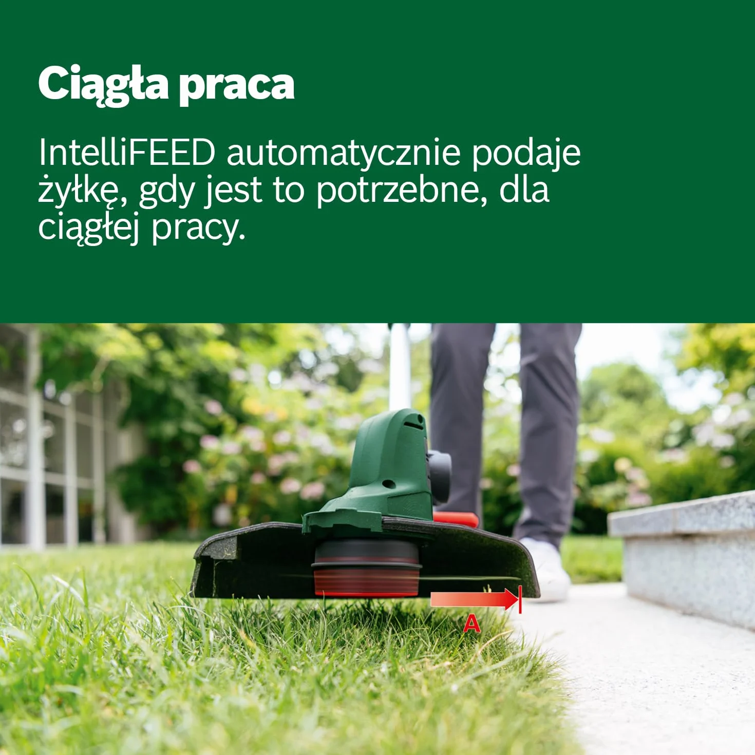 Bosch UniversalGrassCut 18V-26, Akumulatorowa podkaszarka do trawy (bez akumulatora, system 18V, średnica cięcia: 26 cm, regulowane uchwyty, opakowanie kartonowe), Zielona