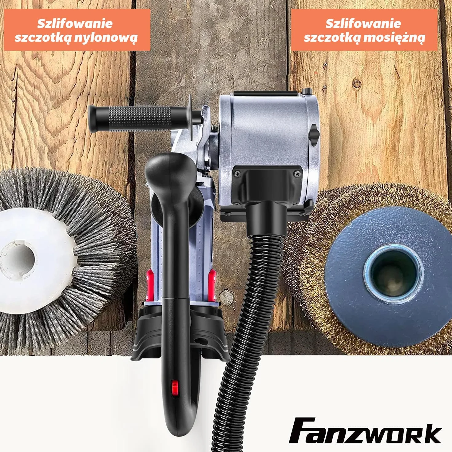 FANZWORK V2 1500 W Szlifierka szczotkowa satynowa do renowacji powierzchni z odkurzaczem
