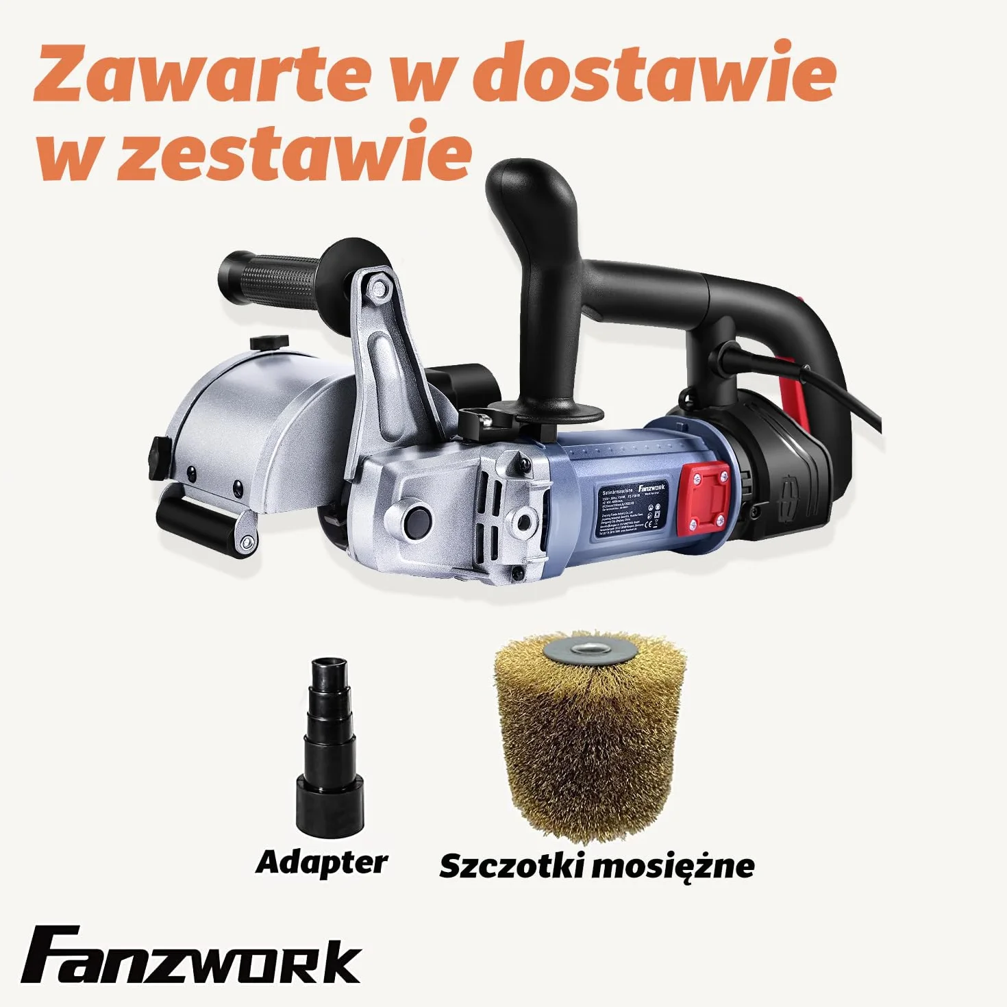 FANZWORK V2 1500 W Szlifierka szczotkowa satynowa do renowacji powierzchni z odkurzaczem