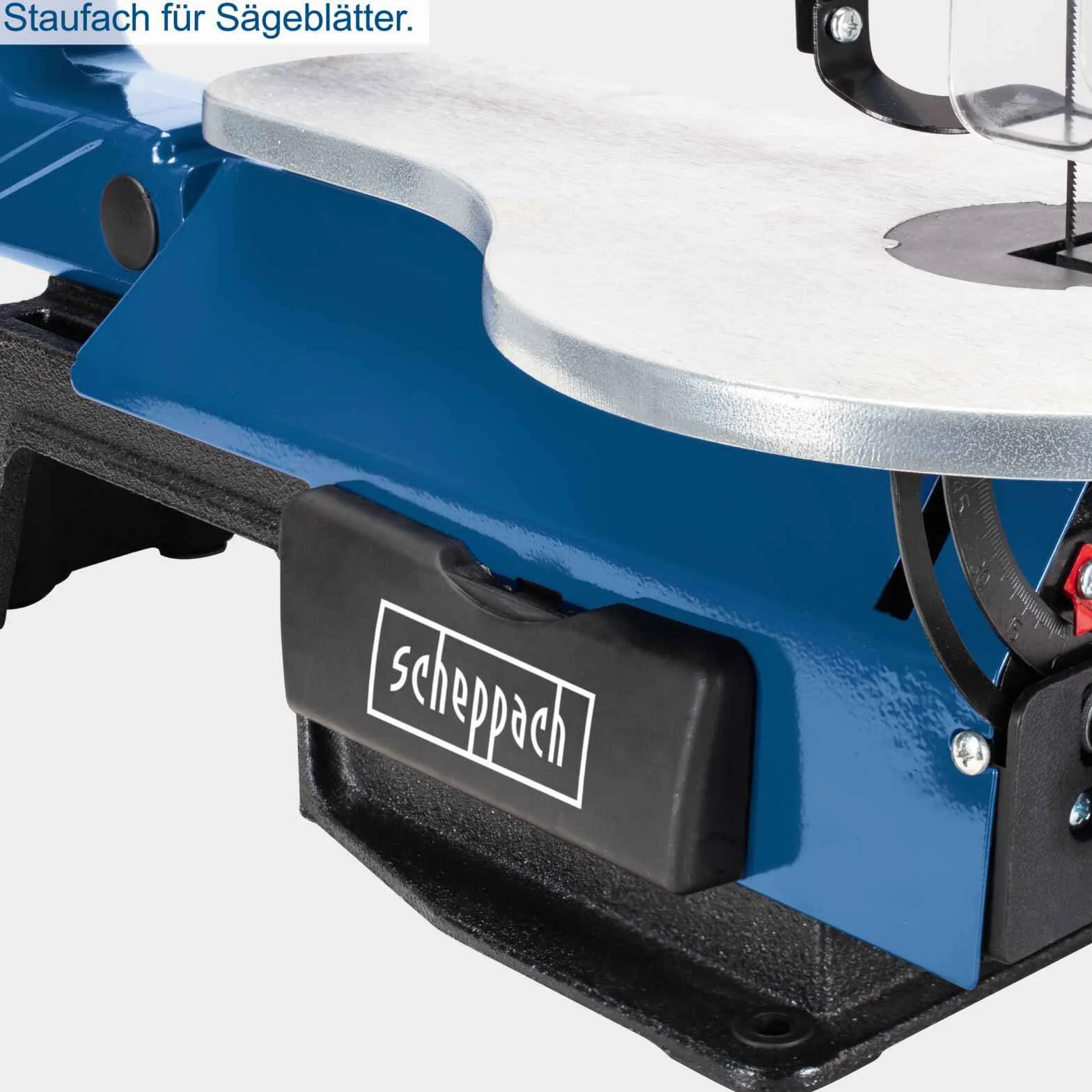 Scheppach Wyrzynarka SD1600 V, piła modelowa z wydajnym silnikiem 120 W, wysokość przejścia 50 mm i elastyczną dyszą dmuchawy