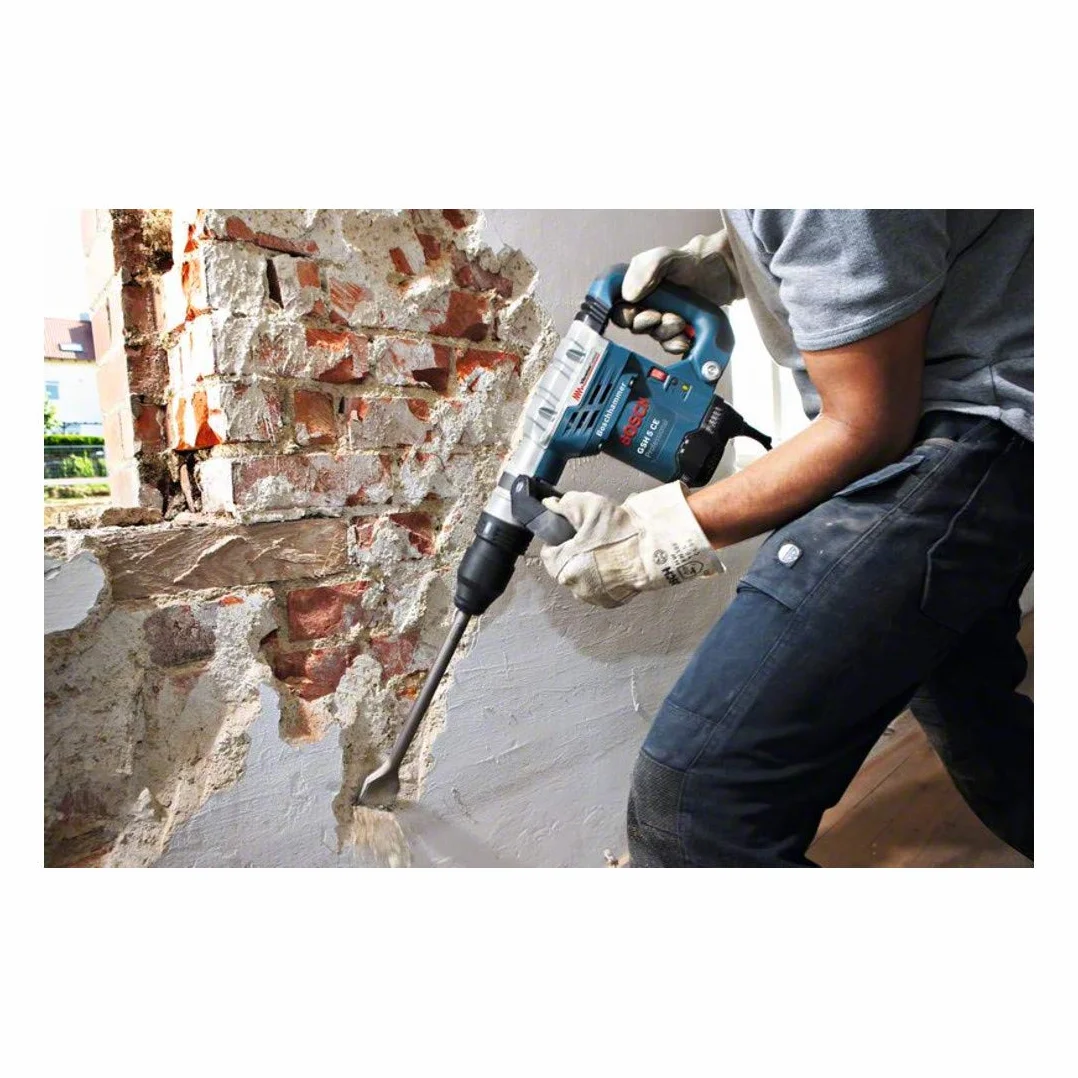Bosch Professional: młot udarowy GSH 5 CE (1 500 W, liczba udarów przy nominalnej prędkości obrotowej 1.510 – 2.870 min-1, szpicak 400 mm, rękojeść dodatkowa, walizka)