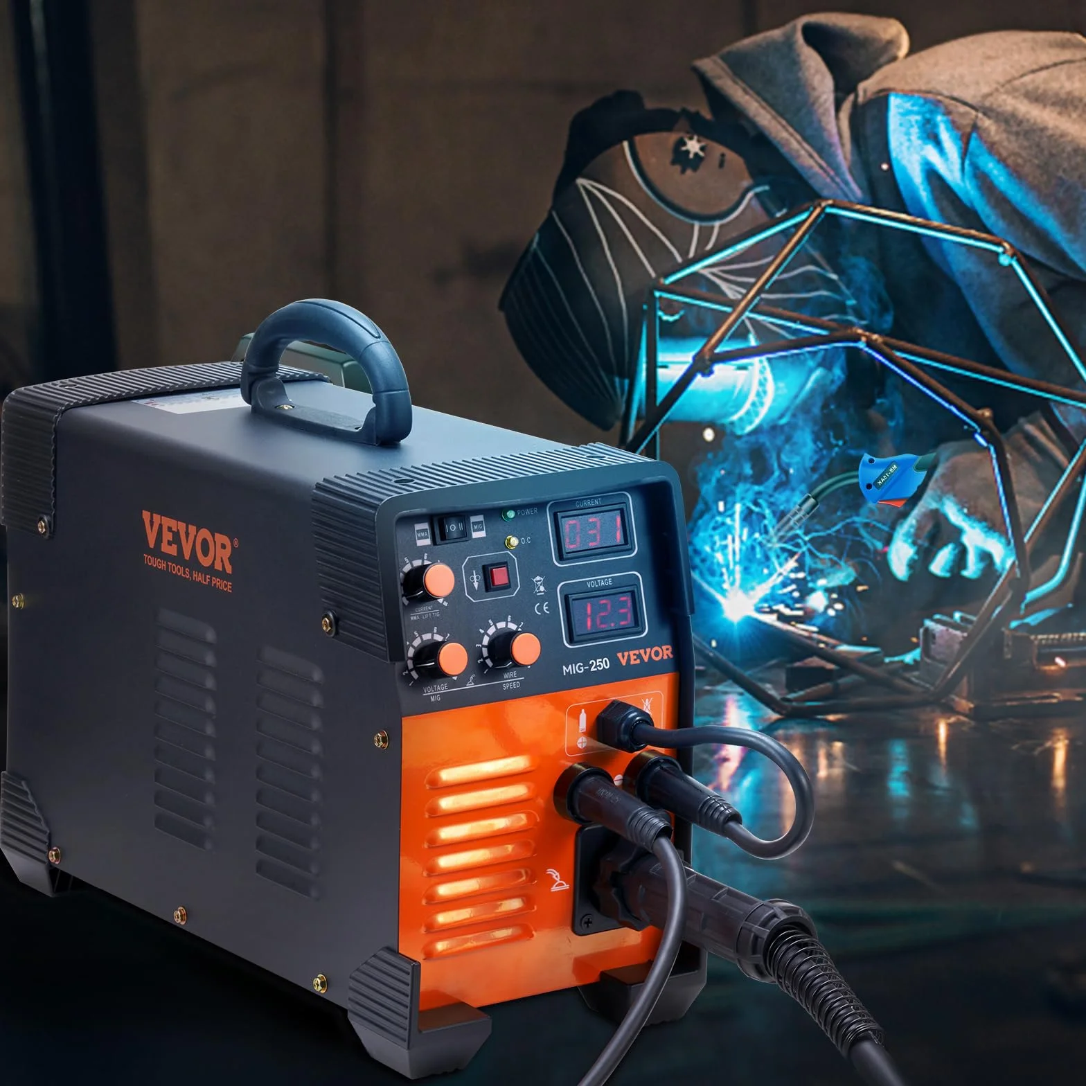 VEVOR Spawarka MIG/MMA/TIG 3w1 50-250A IGBT 5,6kVA IP21S