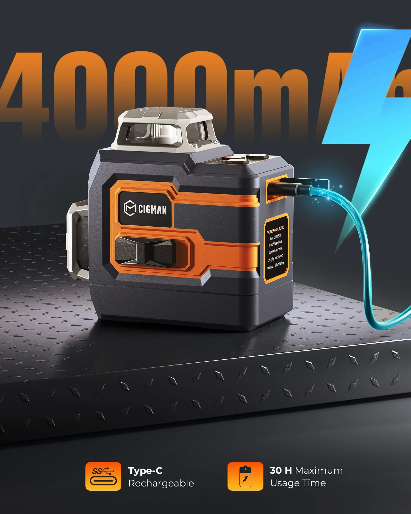 Cigman Laser krzyżowy 3x360° zielony samopoziomujący CM-S01