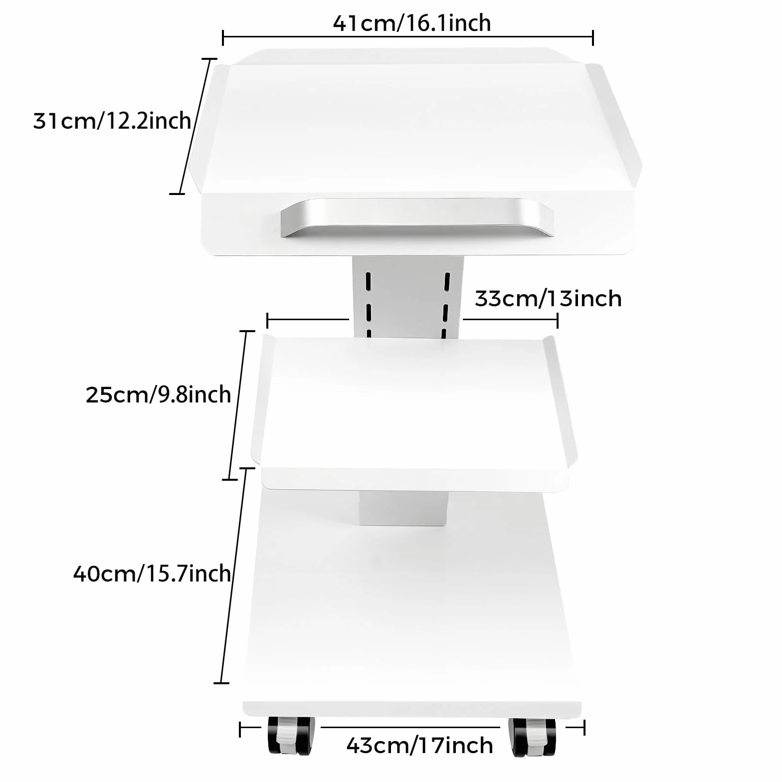 Dental wózek na narzędzia, biały, wózek pomocniczy, stolik pomocniczy, Three Layers, mobilny wózek na kółkach dla dentysty, wózek
