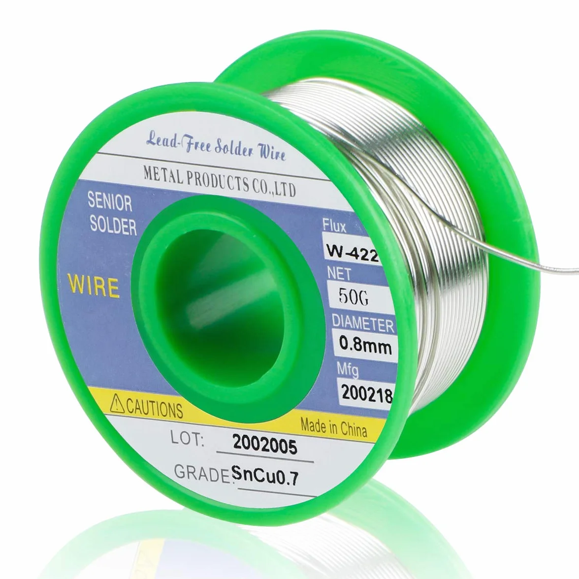 Drut lutowniczy 0,8 mm bezołowiowy - cyna do lutowania rdzeniowego kalafonia niskostopiony drut lutowniczy bezołowiowy Sn99.3 Cu0.7 50 g