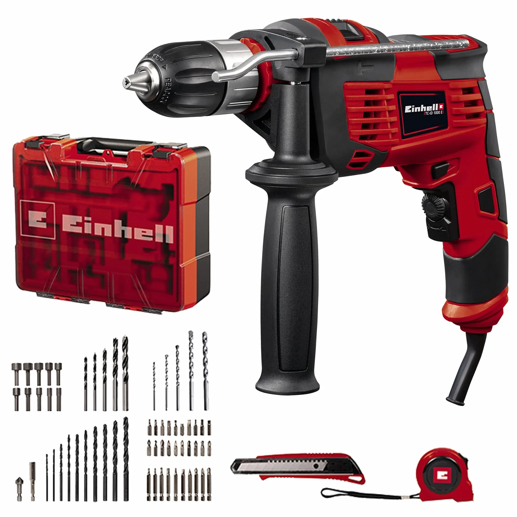 Einhell TC-ID 1000 E Zestaw wiertarki udarowej 1010 W 13 mm 48000 min-1 64-częściowy