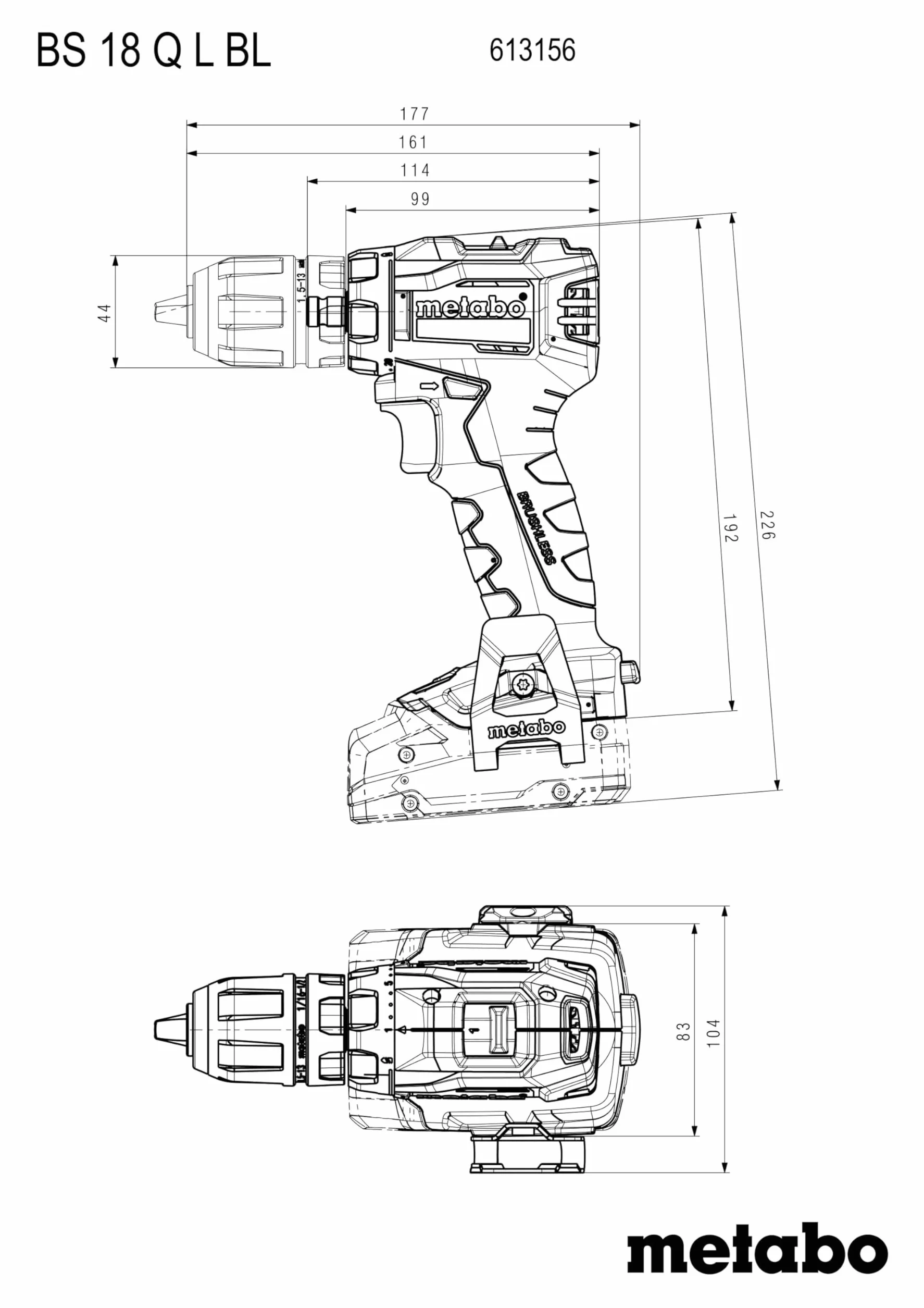 Metabo Wiertarko-wkrętarka akumulatorowa BS 18 L BL Q 18 V 65 Nm CAS