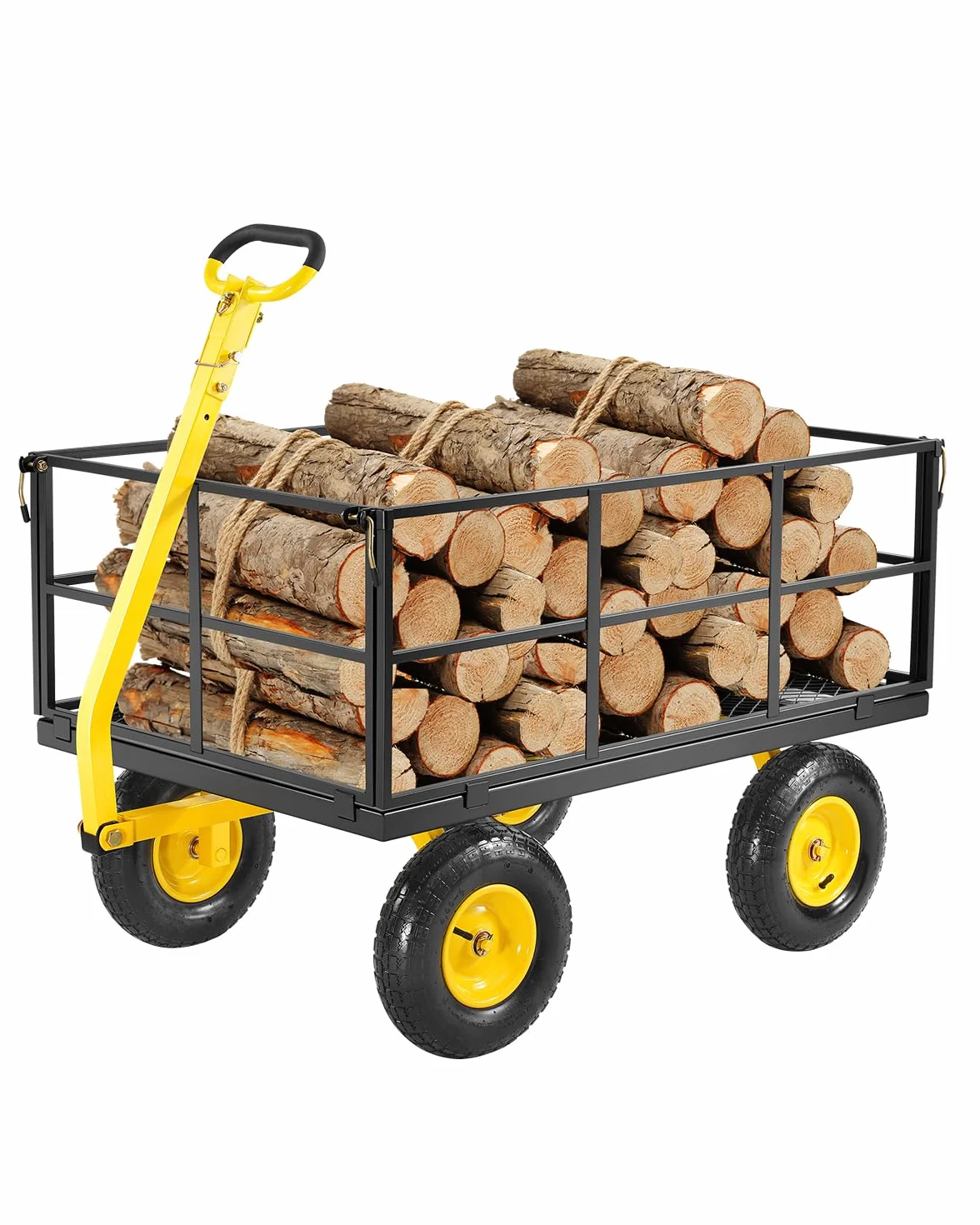 VEVOR Wózek ogrodowy ze stali nierdzewnej 635 kg Heavy Duty Holowanie Wózek ogrodowy, Zewnętrzna metalowa przyczepa ogrodowa z oponami 330 mm Zdejmowane boki z siatki