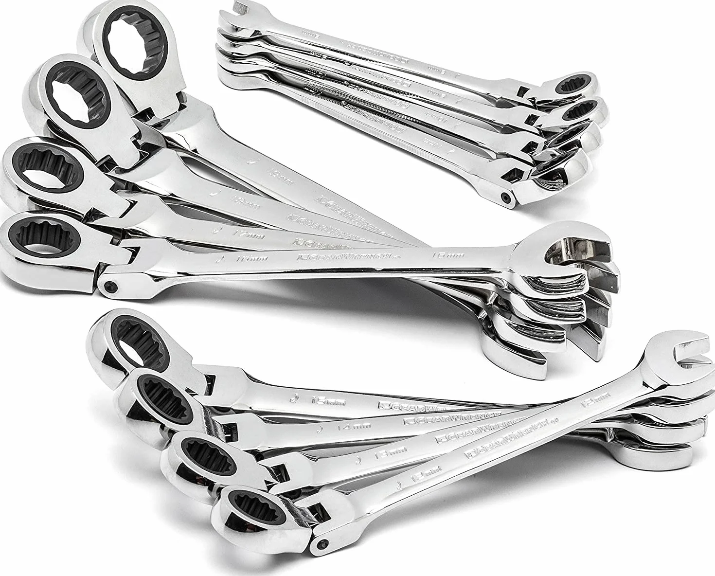 GearWrench 9901D 72-zębowy 12-punktowy zestaw kluczy płasko-oczkowych z grzechotką, 12 szt.