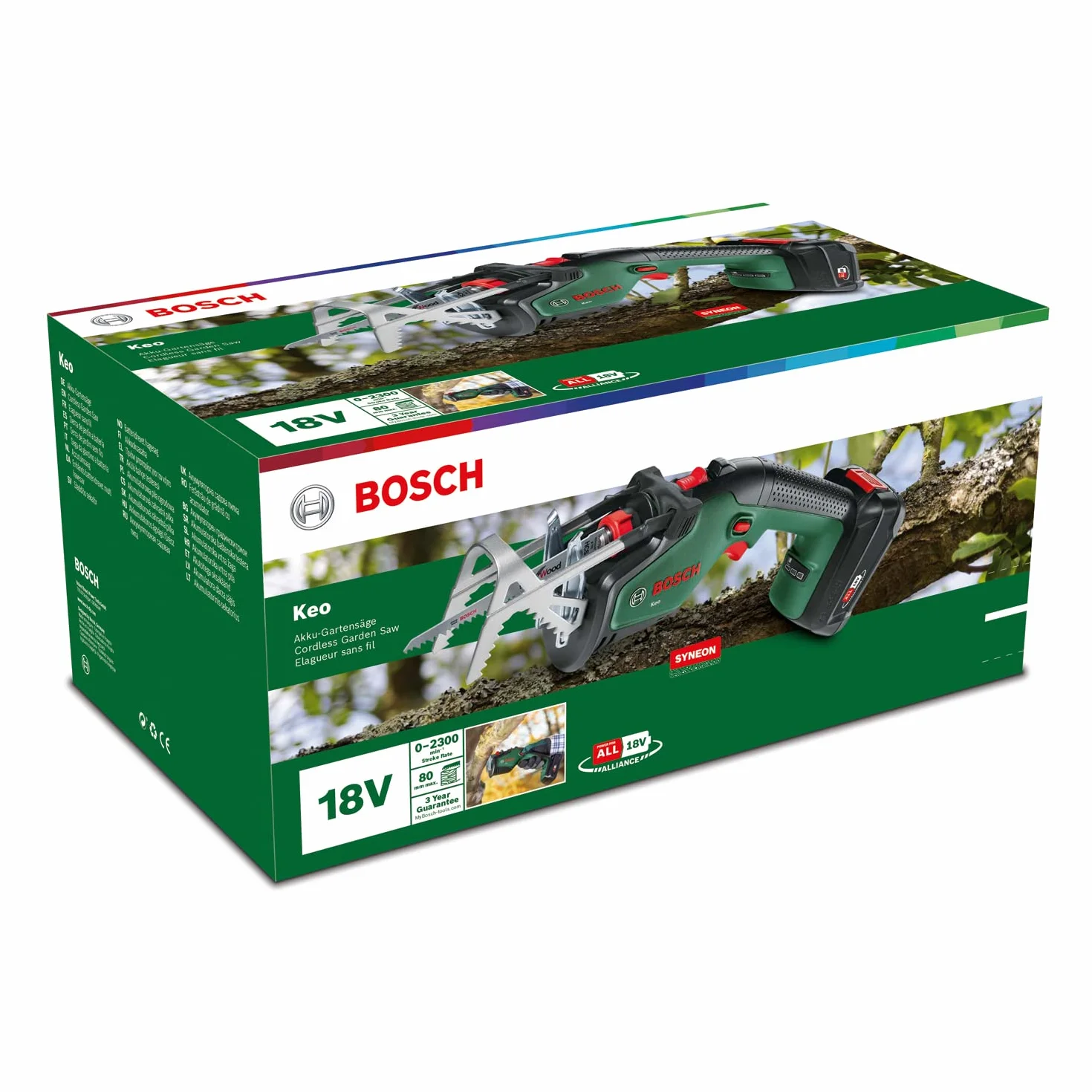 Bosch Keo Akumulatorowa Piła Ogrodowa, 1 Akumulator 2 Ah, 18 V, Średnica Cięcia 80 mm
