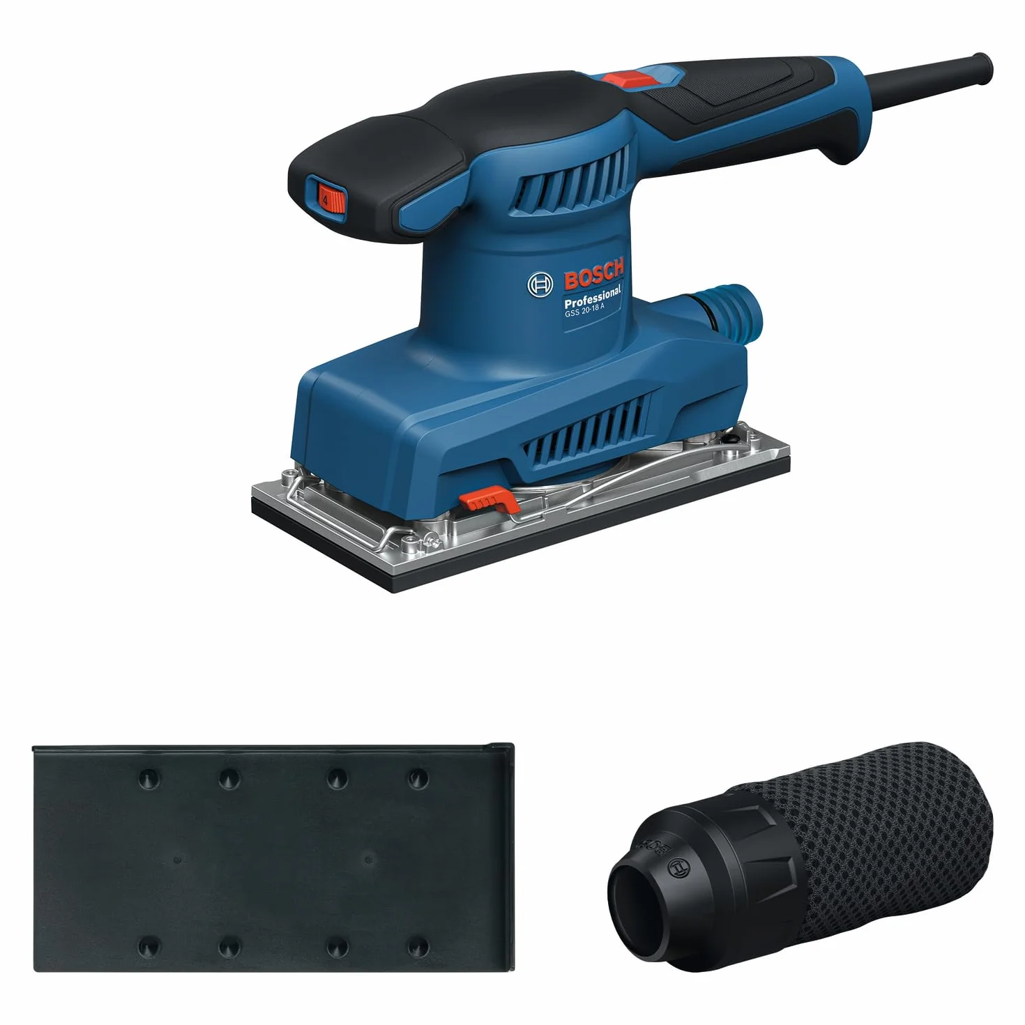 Bosch Professional Sieciowa szlifierka oscylacyjna GSS 20-18 A (worek na pył, płyta dziurkująca)