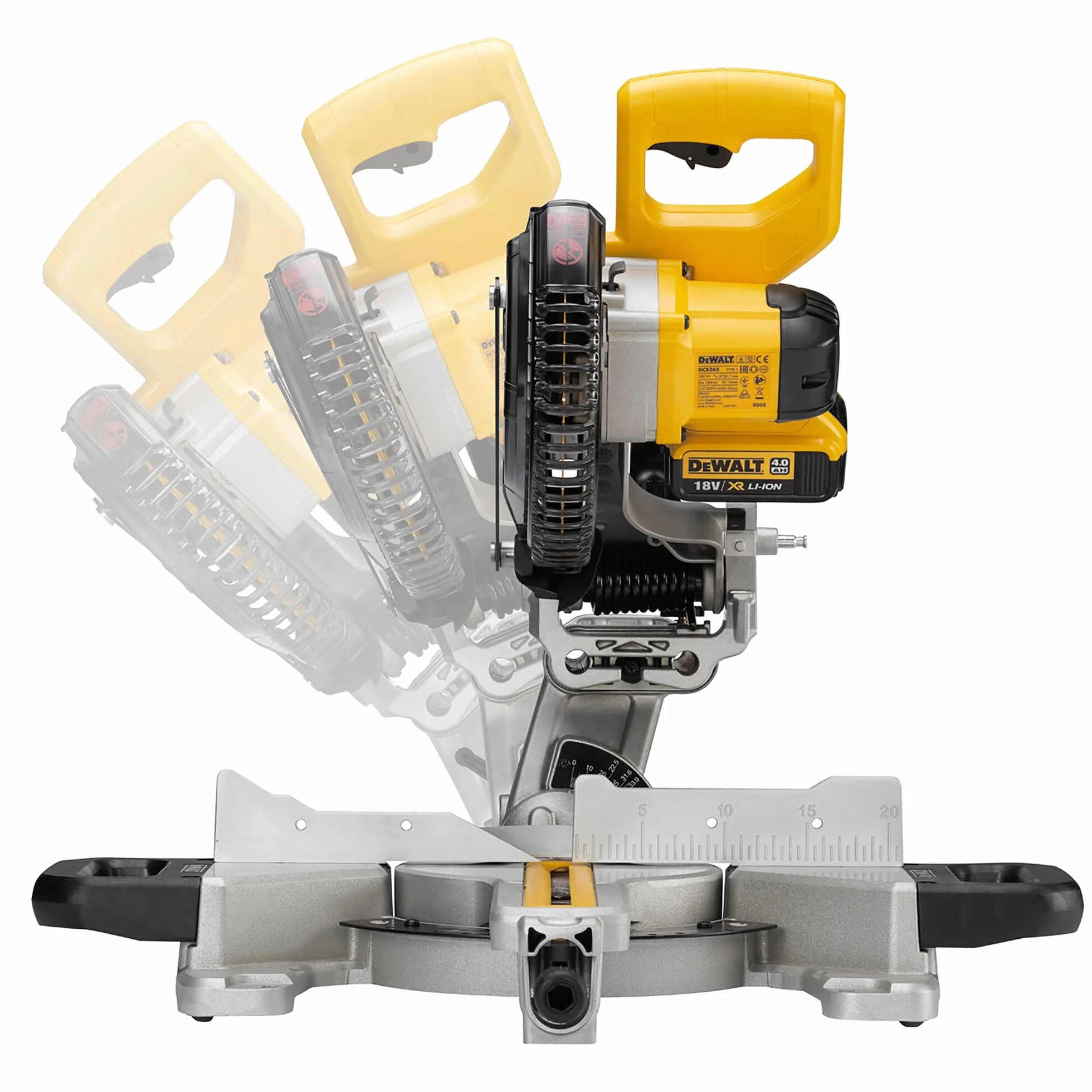 DEWALT DCS365N-XJ XR 184 mm piła ukośna z jednostką XPS, 590 W, 18 V, żółta