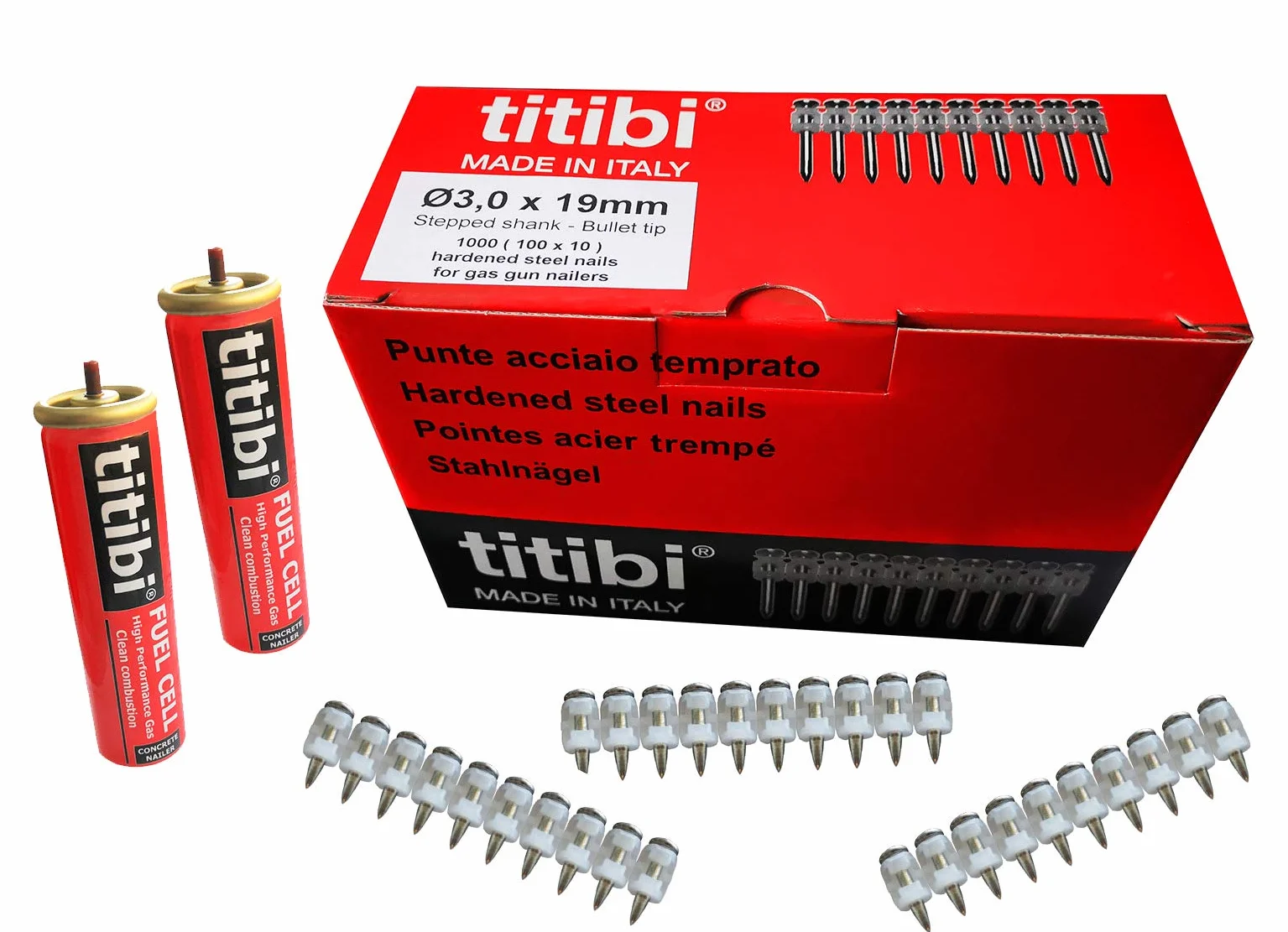 1000 GAZÓW GAZOWYCH Ø 3,0 x 19 mm, 2 BOMBOLETY GAZOWE (GC11) KOMPATYBILNE Z GAZOWĄ HILTI GX100 (ADAPTER NIE JEST W ZAKRESIE, UŻYJ ORYGINALNYCH BOMBOLETów) (Ø 3,0 19 x 19 mm)