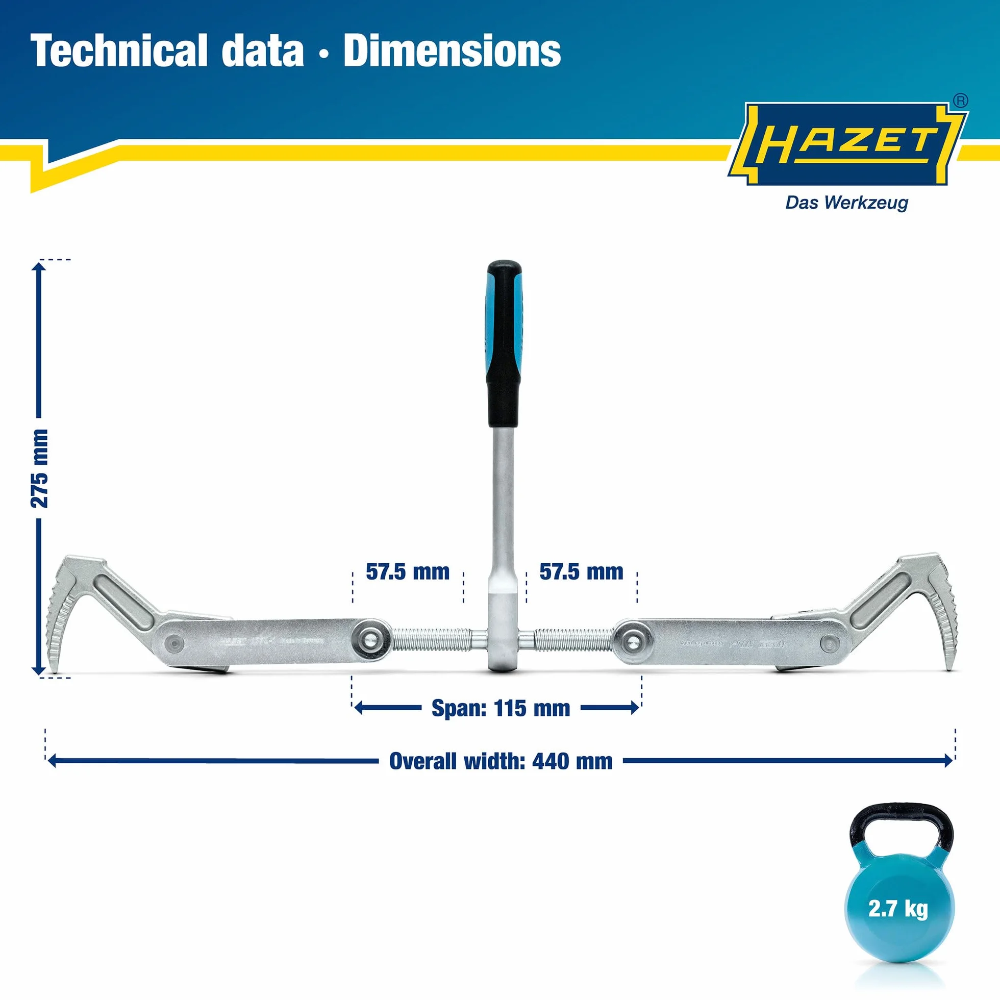 HAZET 1774-1 Zacisk 115 mm 440 mm 275 mm TR 16 x 5